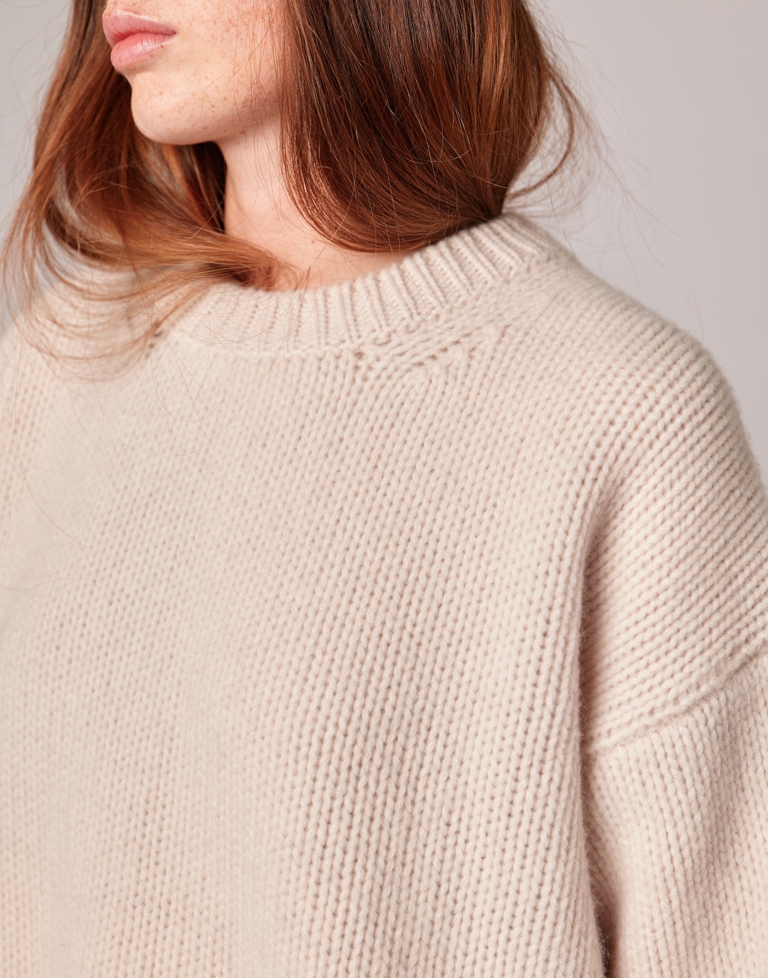 Maglione in Catenella di Lana Extrafine/Cashmere Porcellana