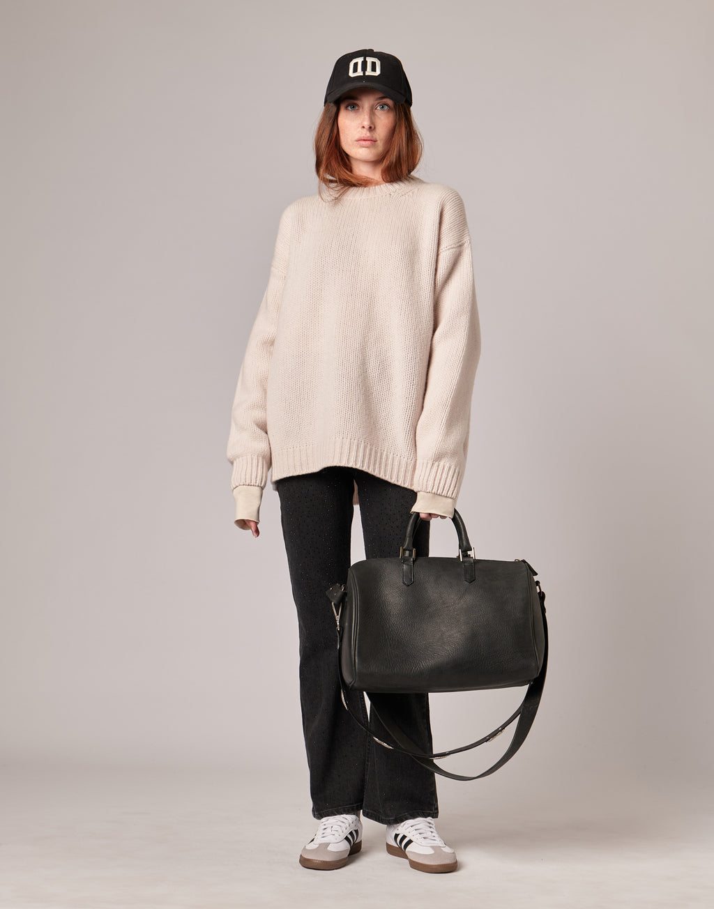 Maglione in Catenella di Lana Extrafine/Cashmere Porcellana