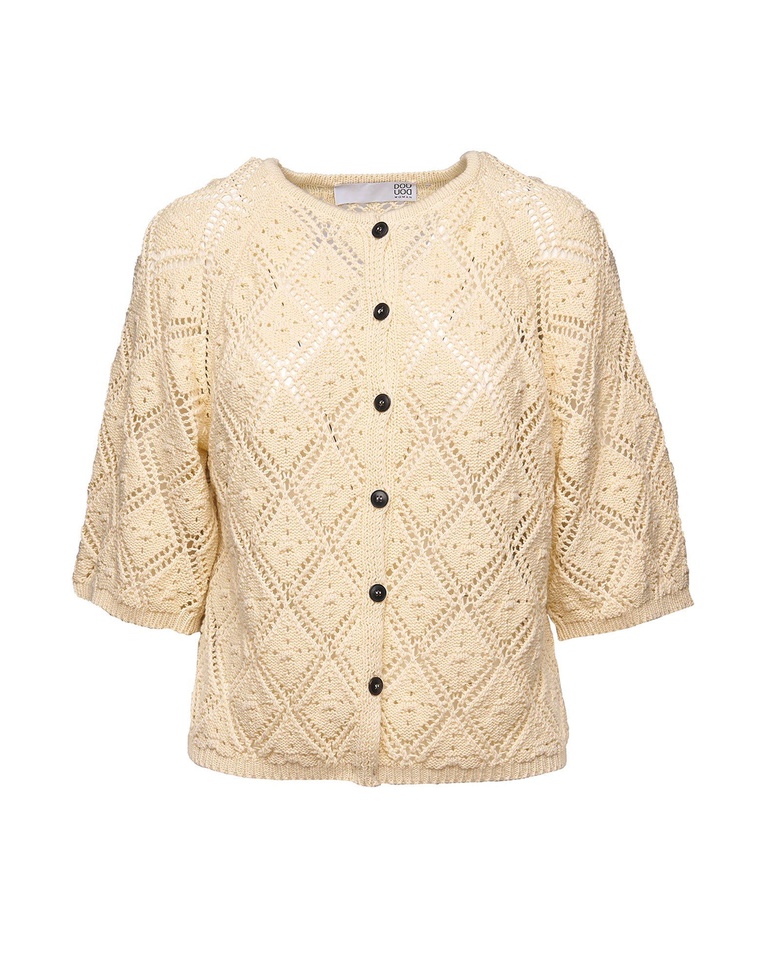 Cardigan in Cordonetto di Cotone Burro
