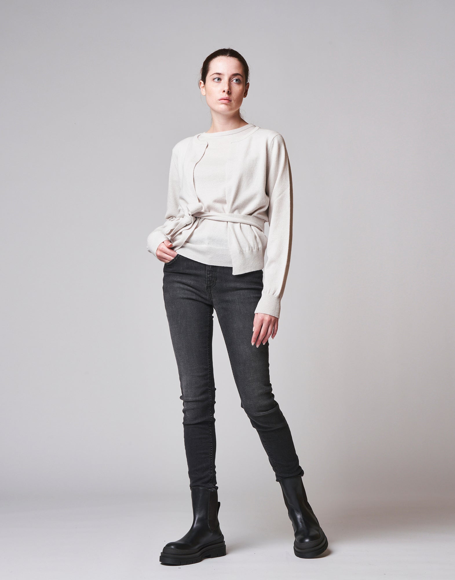 Cardigan in cashemere con cintura