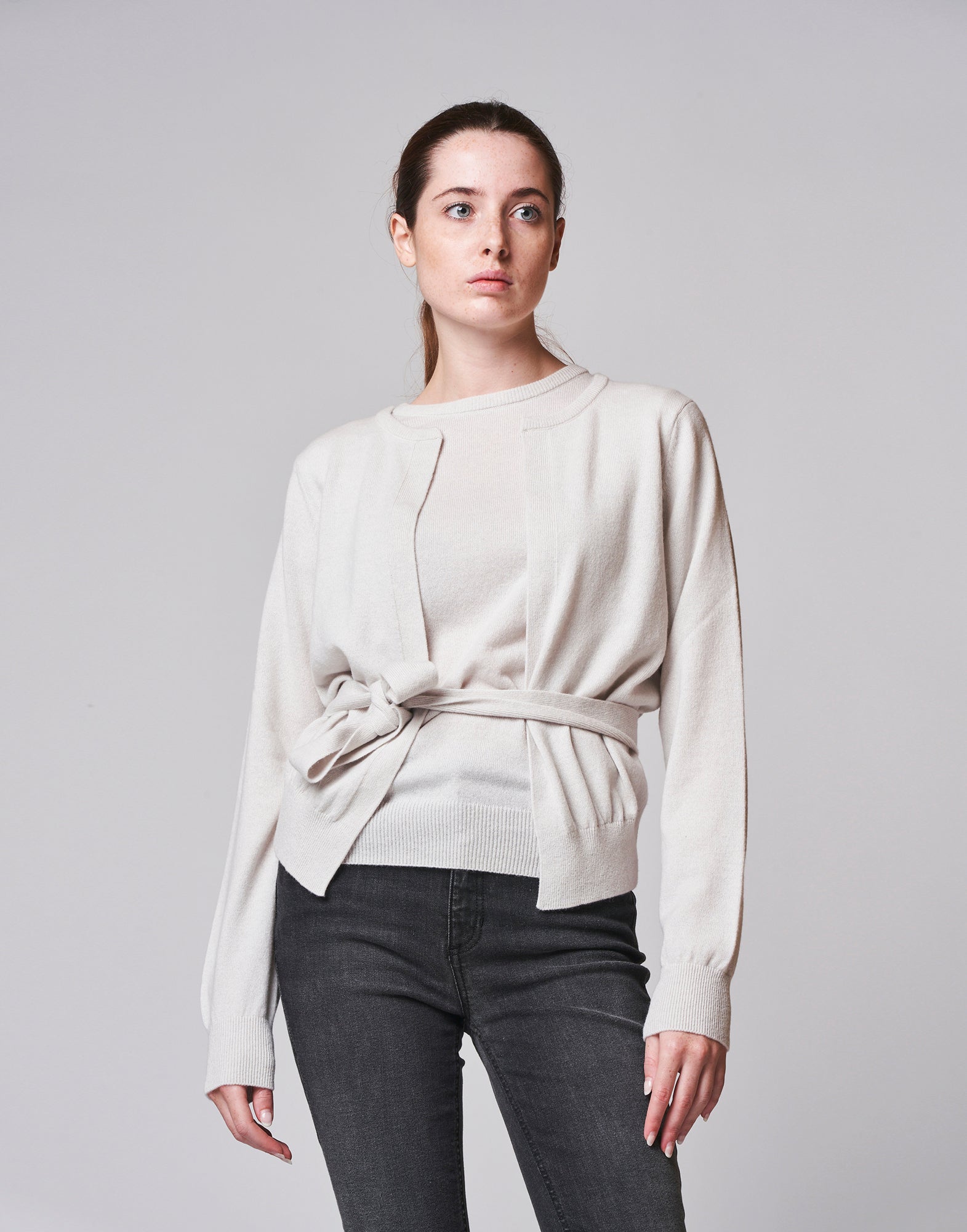 Cardigan in cashemere con cintura
