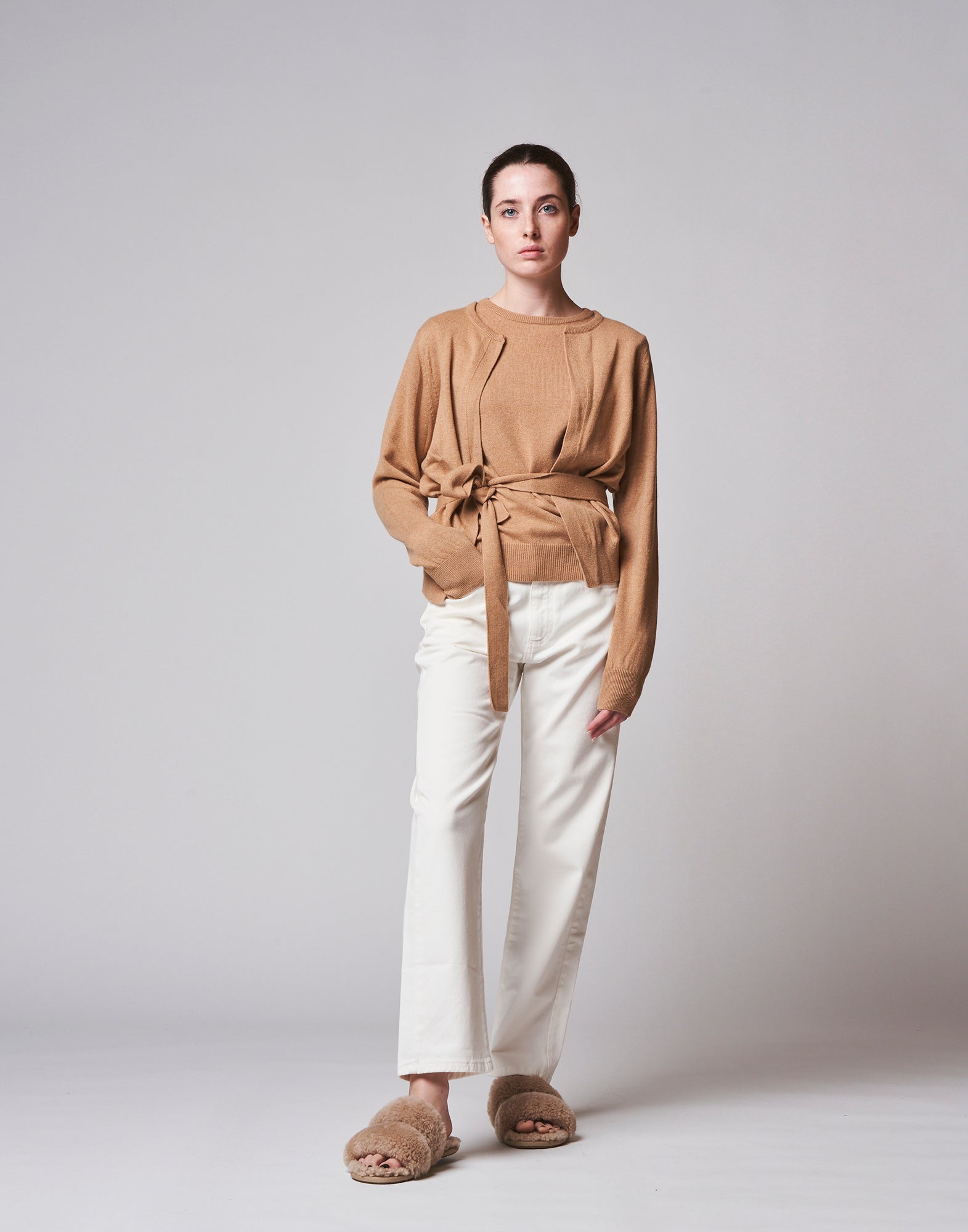 Cardigan in cashemere con cintura