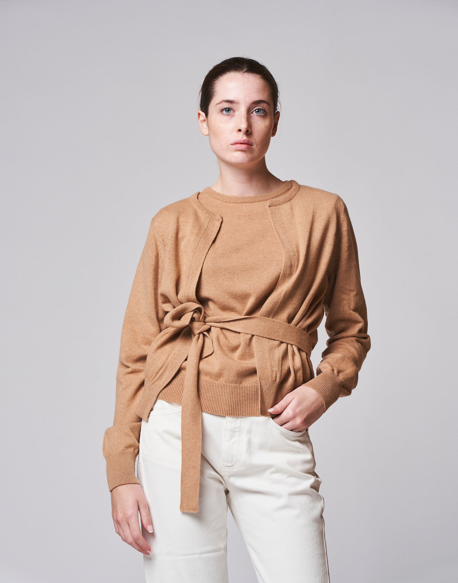 Cardigan in cashemere con cintura