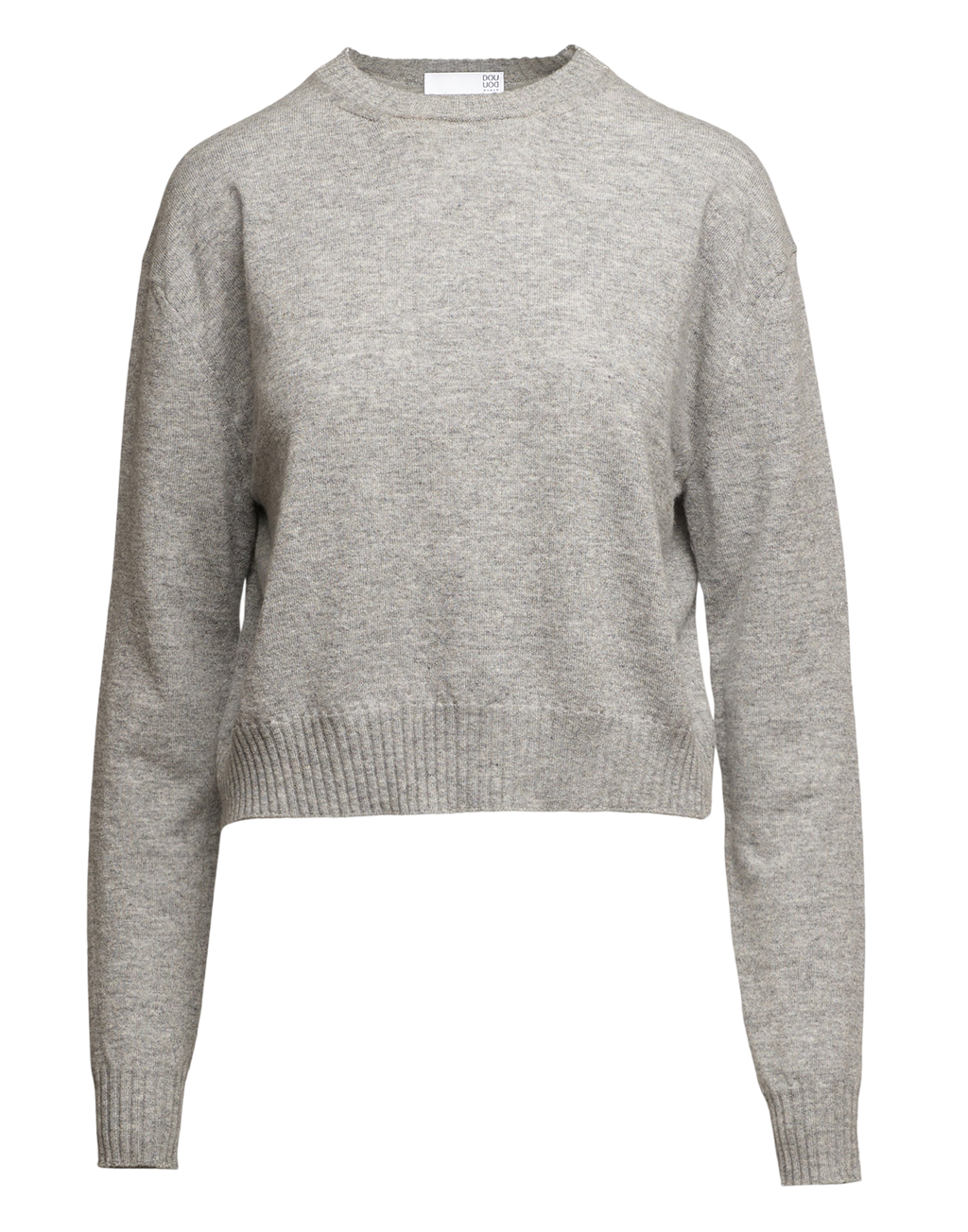 Pull col rond en laine, cachemire et soie gris