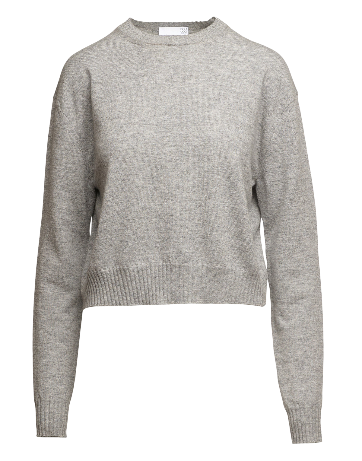 Pull col rond en laine, cachemire et soie gris