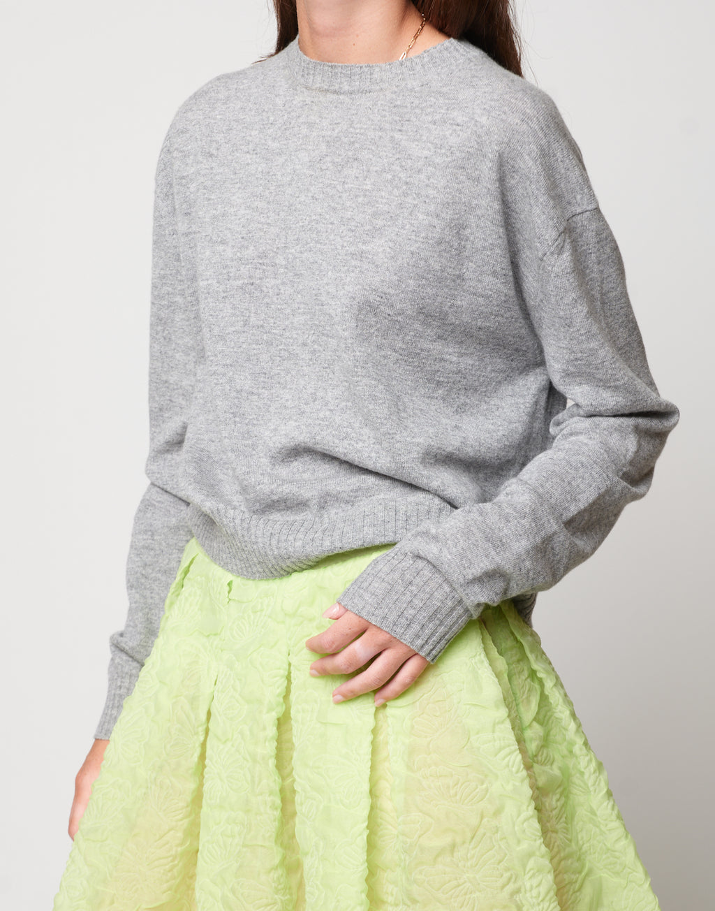 Maglione Girocollo in Lana Cashmere Seta Grigio