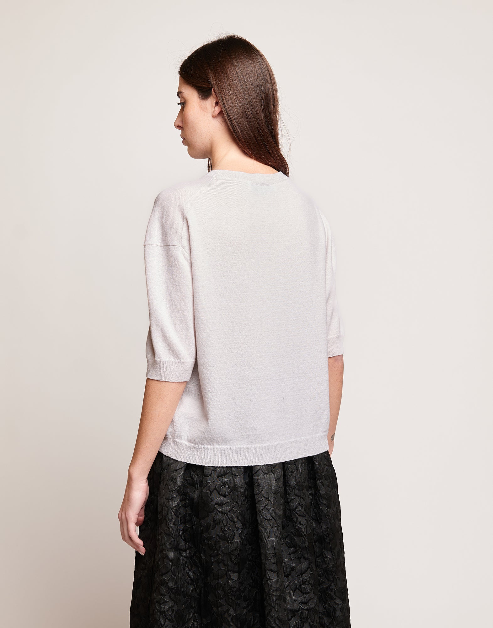 Maglia Boxy Girocollo in Lana e Cashmere Champagne