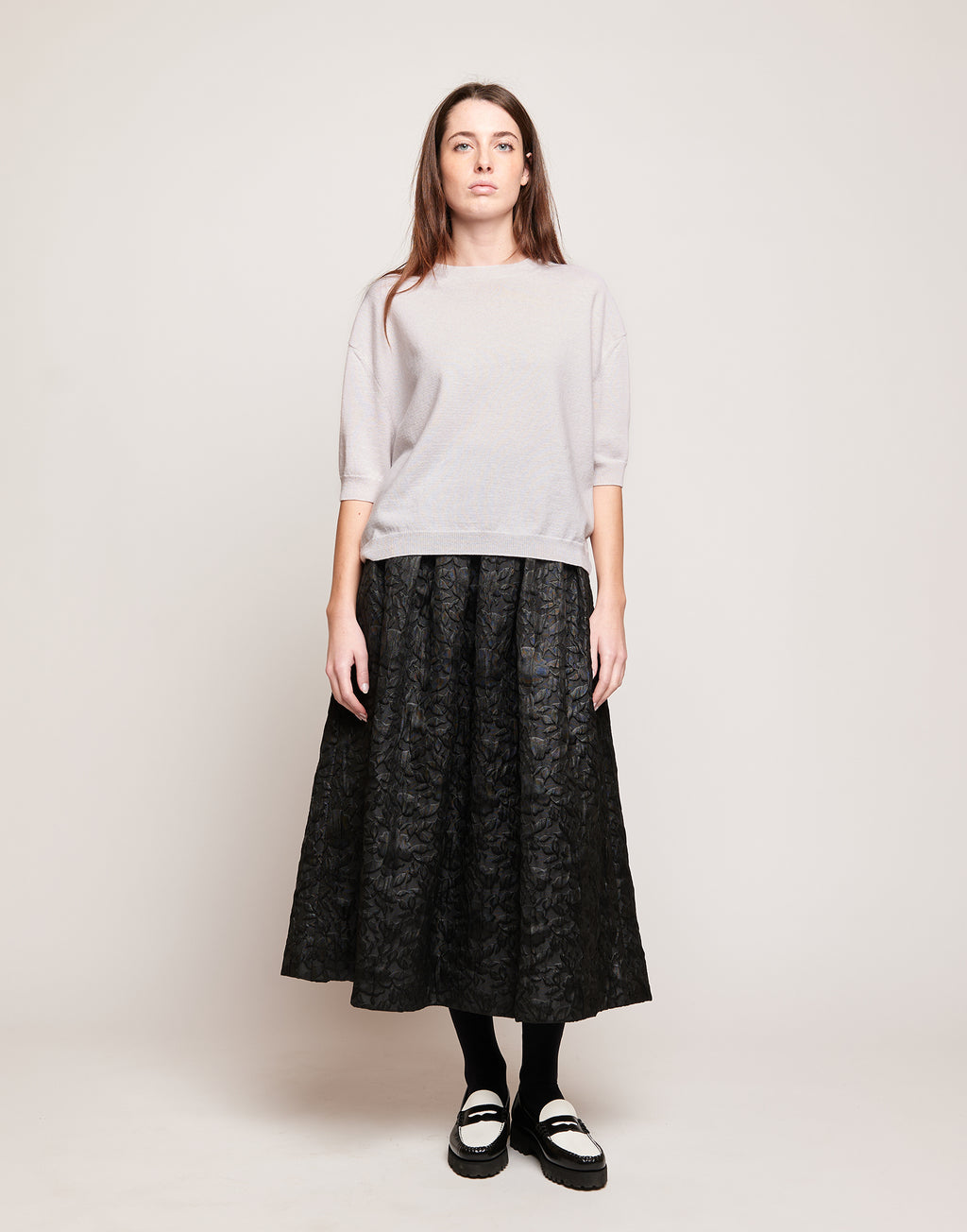 Maglia Boxy Girocollo in Lana e Cashmere Champagne