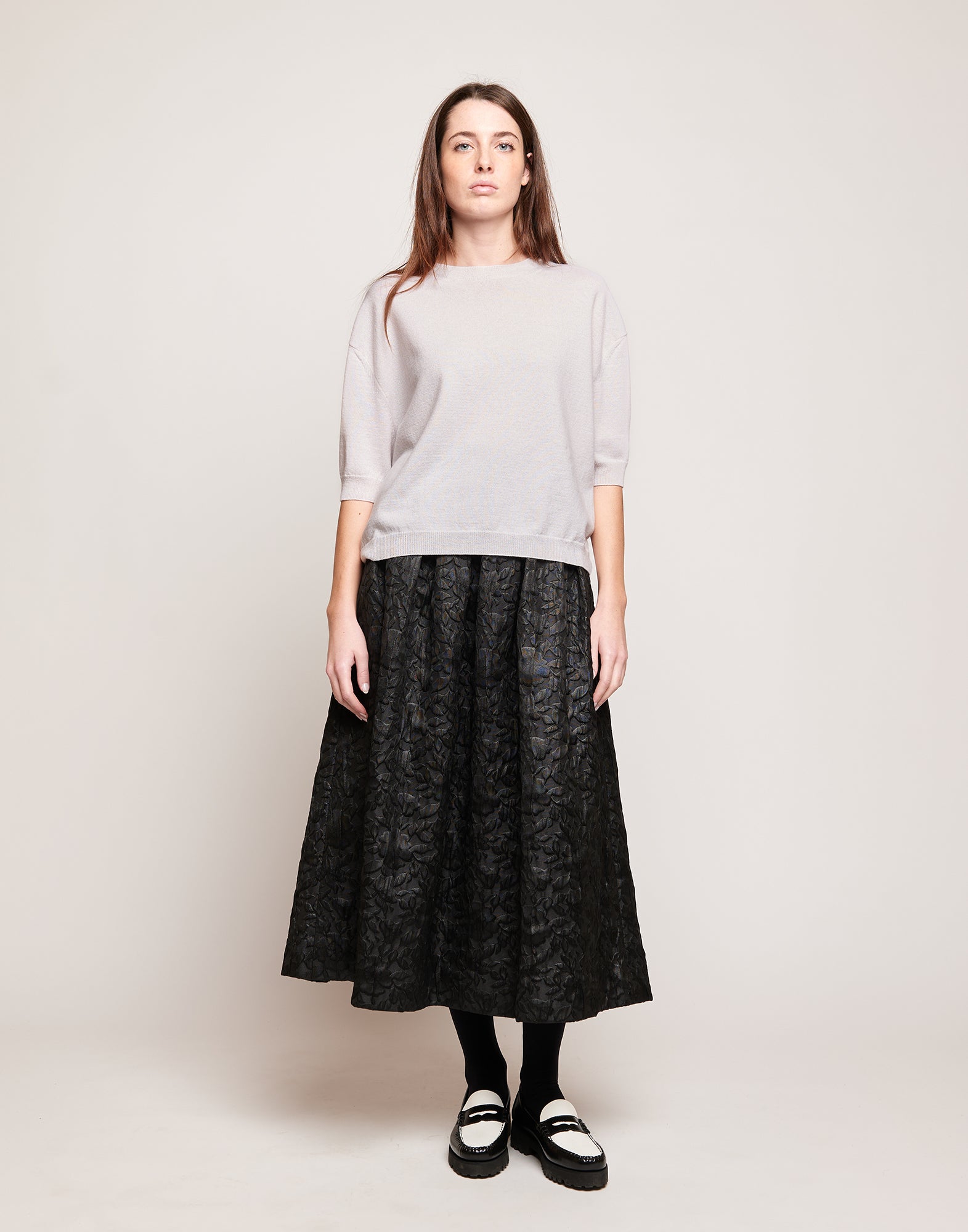 Maglia Boxy Girocollo in Lana e Cashmere Champagne