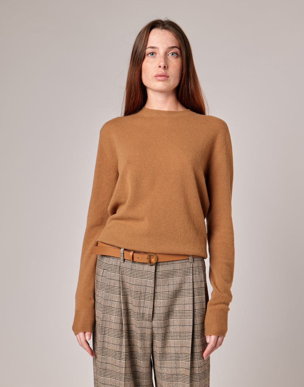 Maglione Slim in Lana Extrafine/Cashmere Camel