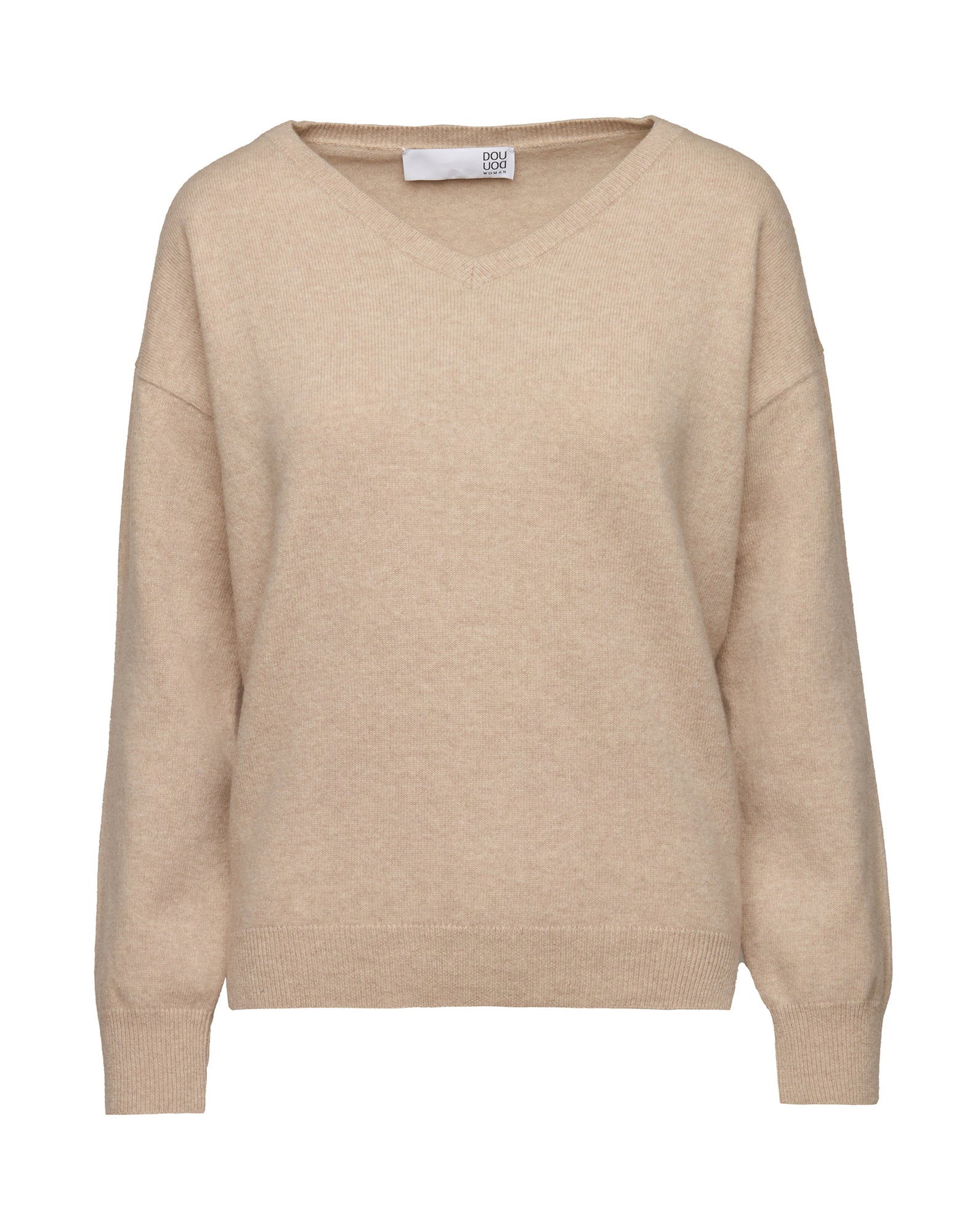 Maglione Ampio a V in Lana Extrafine/Cashmere Vaniglia
