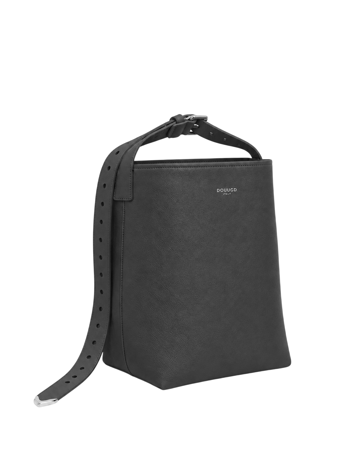 Tilla Black Mousse Leather Bucket Bag