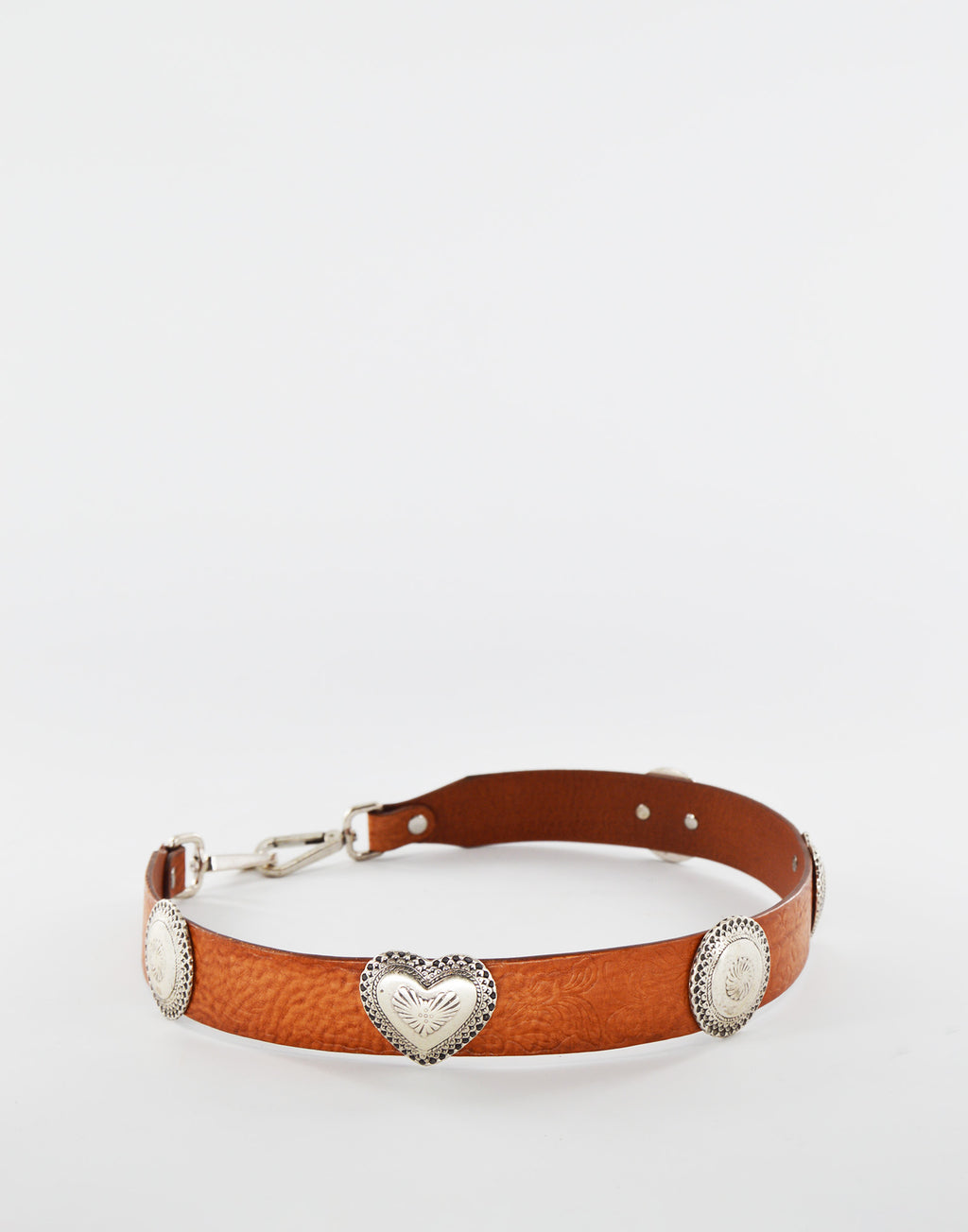 Leather shoulder bag with heart studs