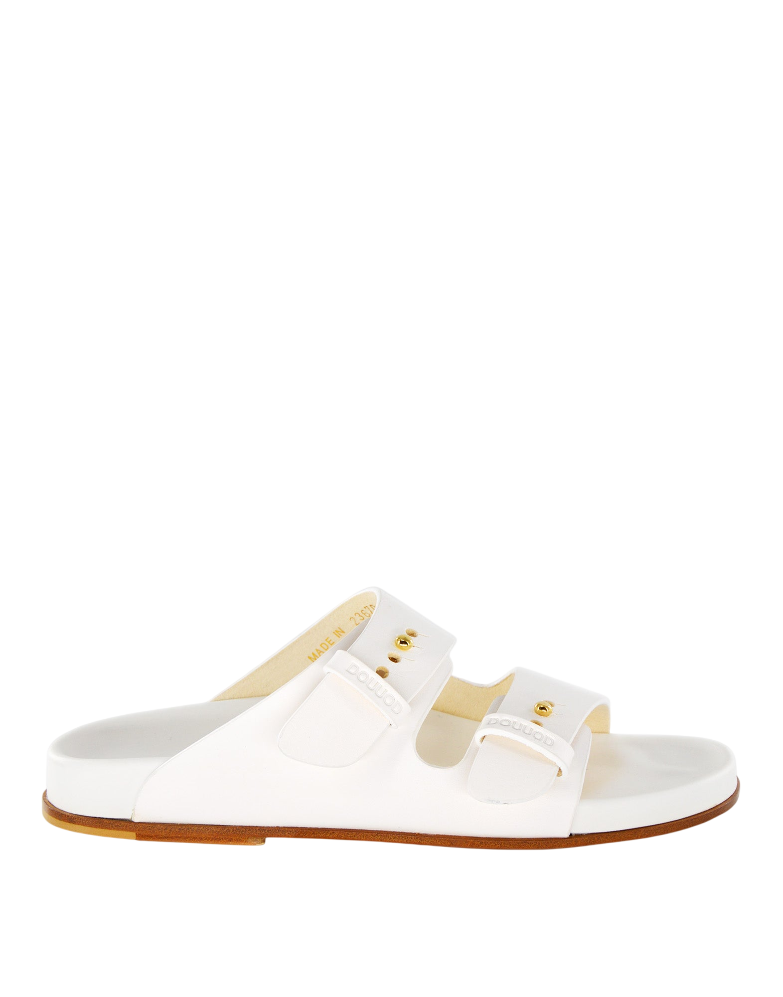 Sandali Doppia Fascia Fondo Cuoio Bianchi