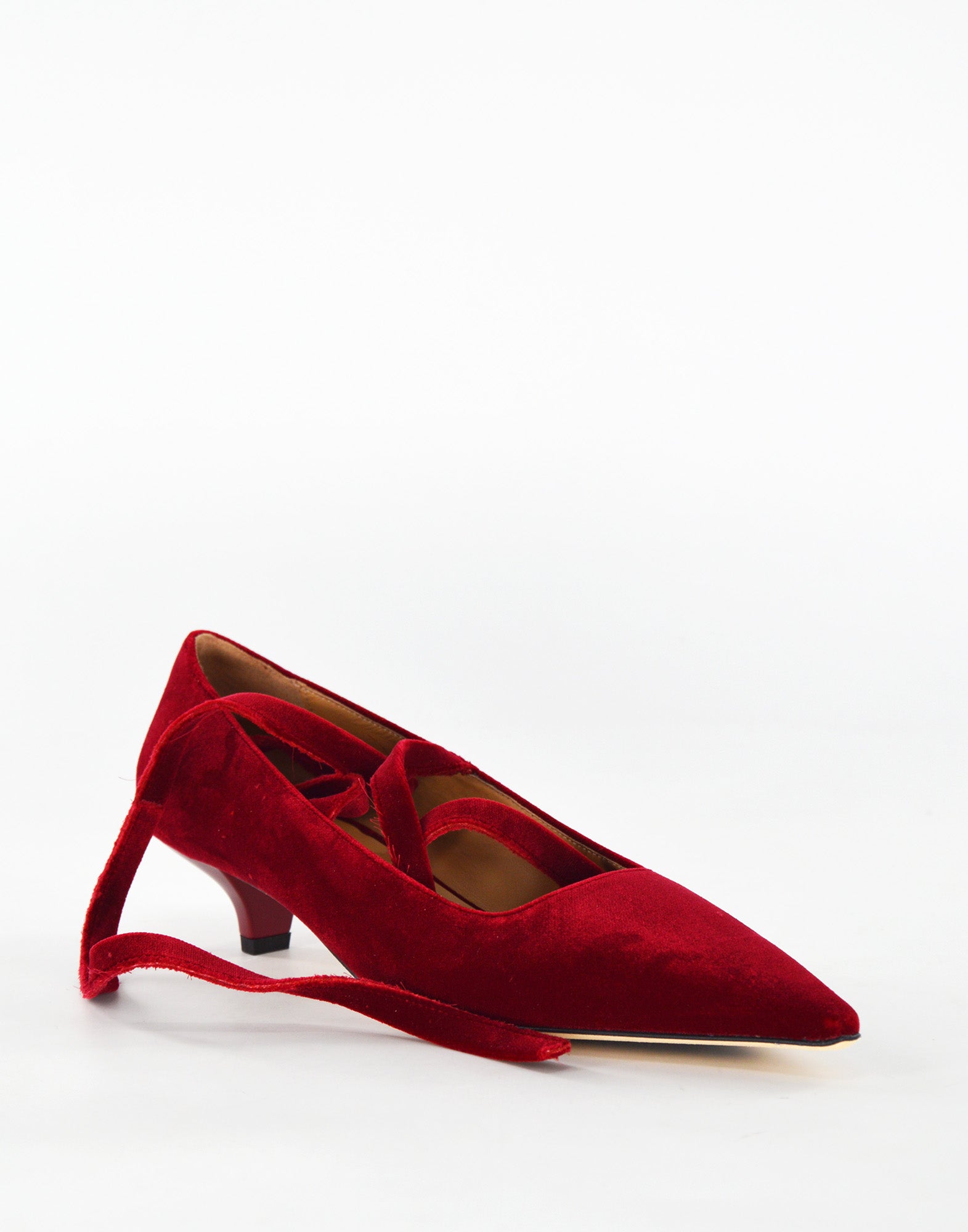 Décolleté in Velluto con Lacci Bordeaux
