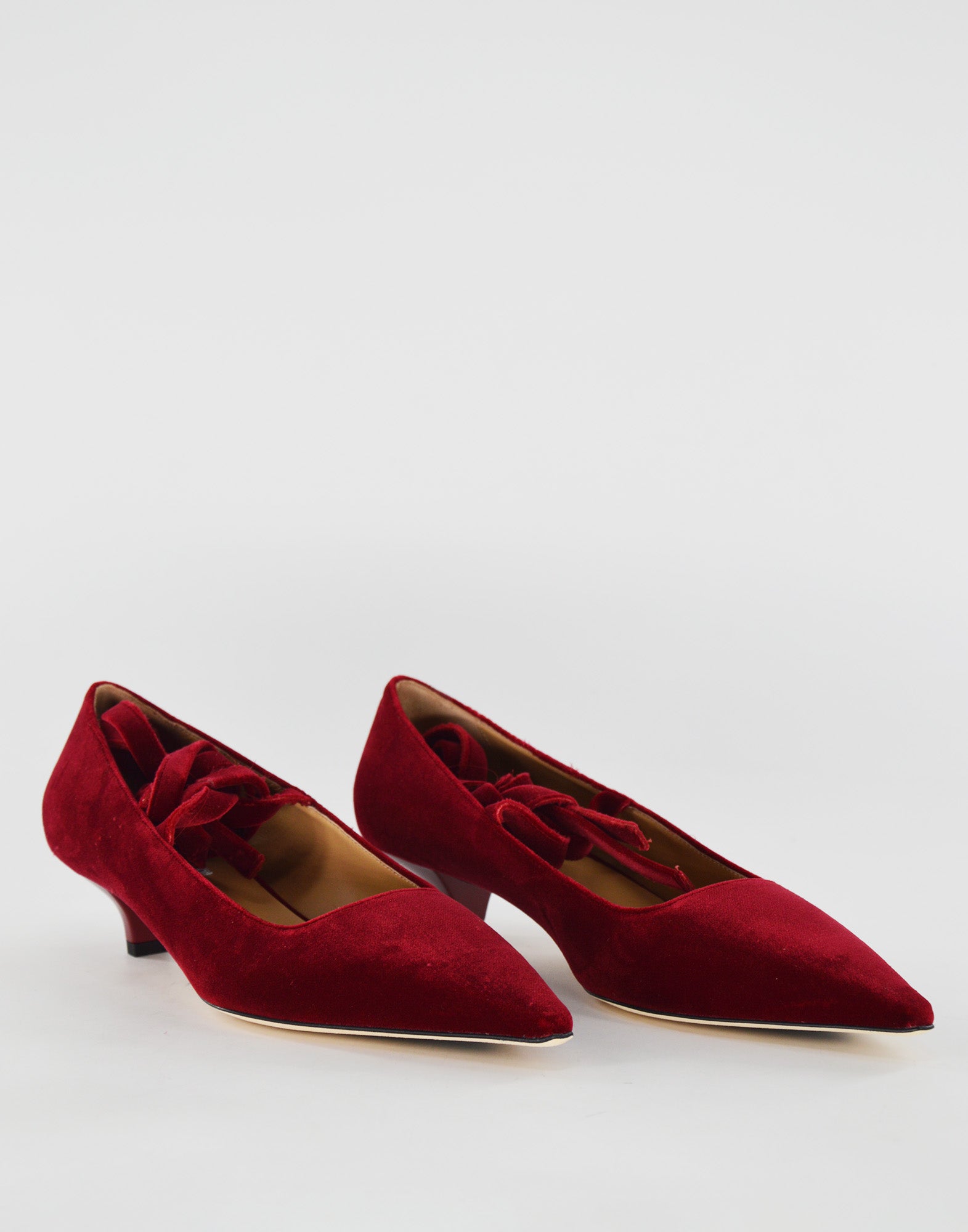 Décolleté in Velluto con Lacci Bordeaux