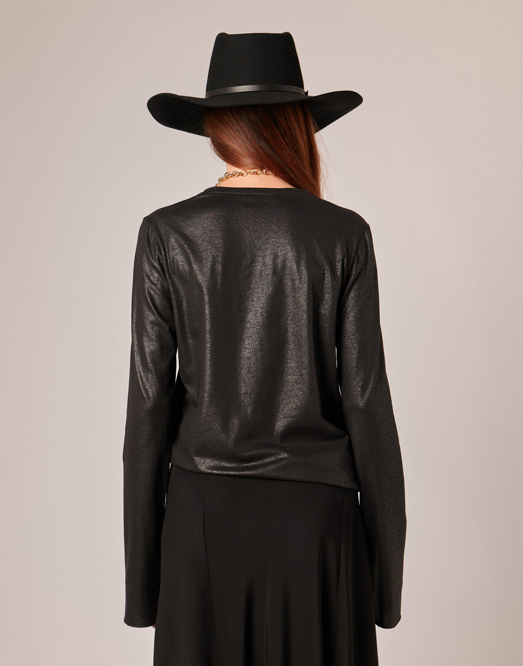 T-shirt a Manica Lunga in Jersey di Cotone Spalmato Artigianalmente