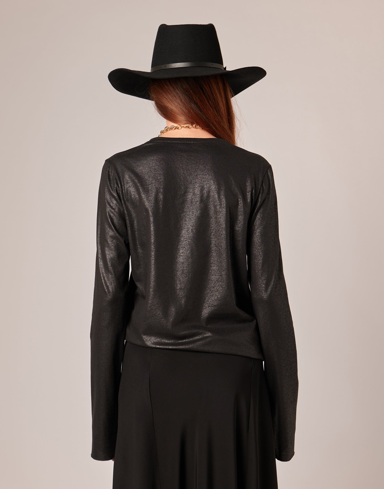 T-shirt a Manica Lunga in Jersey di Cotone Spalmato Artigianalmente