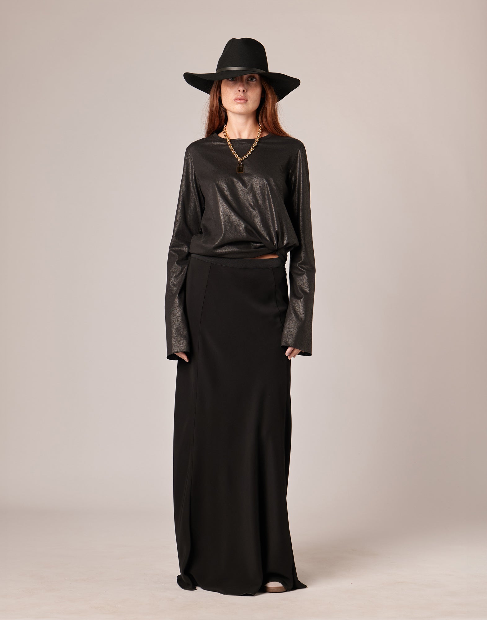 T-shirt a Manica Lunga in Jersey di Cotone Spalmato Artigianalmente