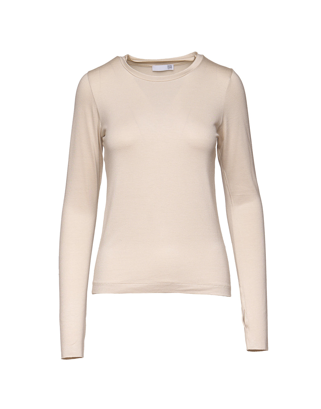 T-shirt a Manica Lunga in Jersey di Viscosa Stretch Stucco