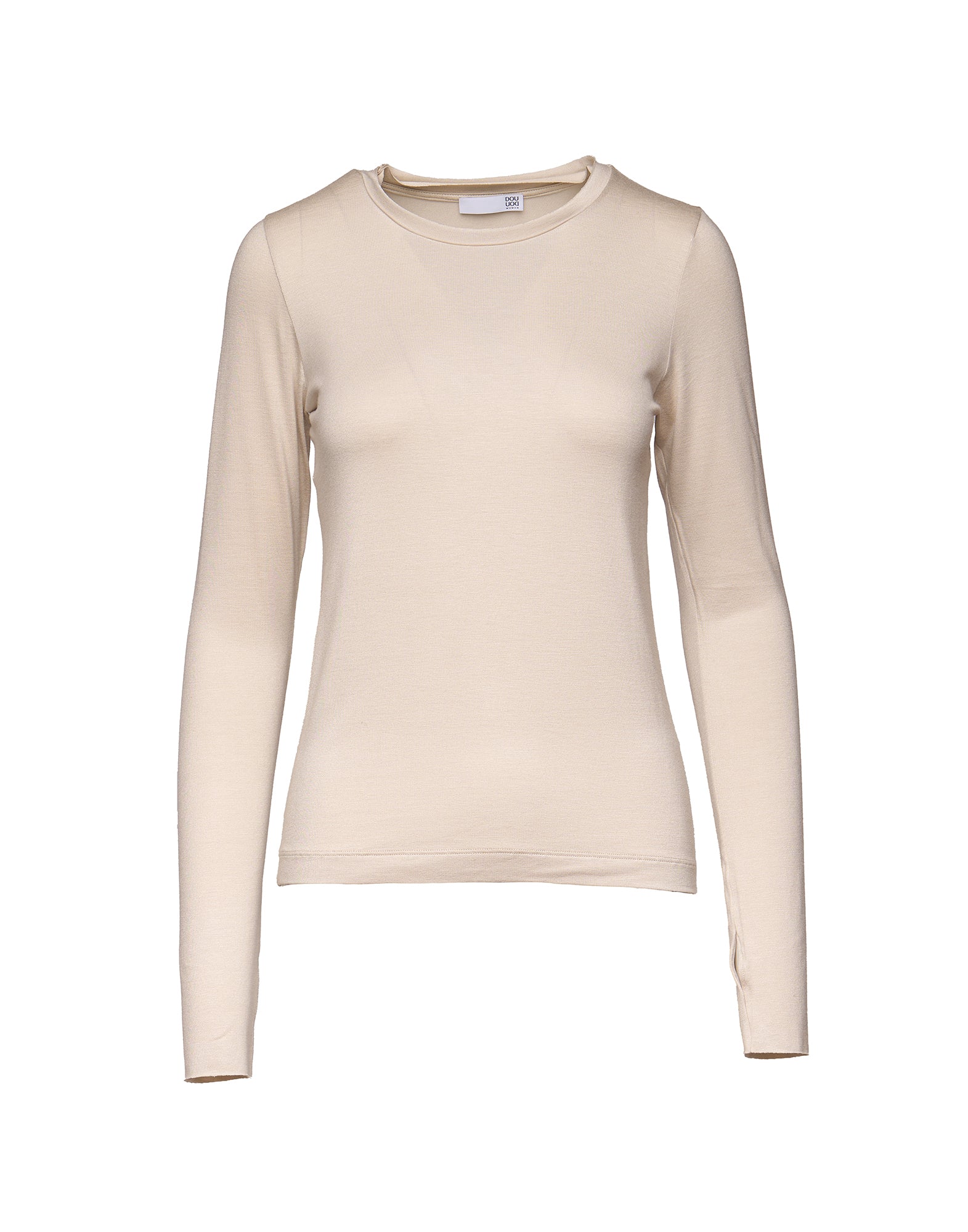 T-shirt a Manica Lunga in Jersey di Viscosa Stretch Stucco