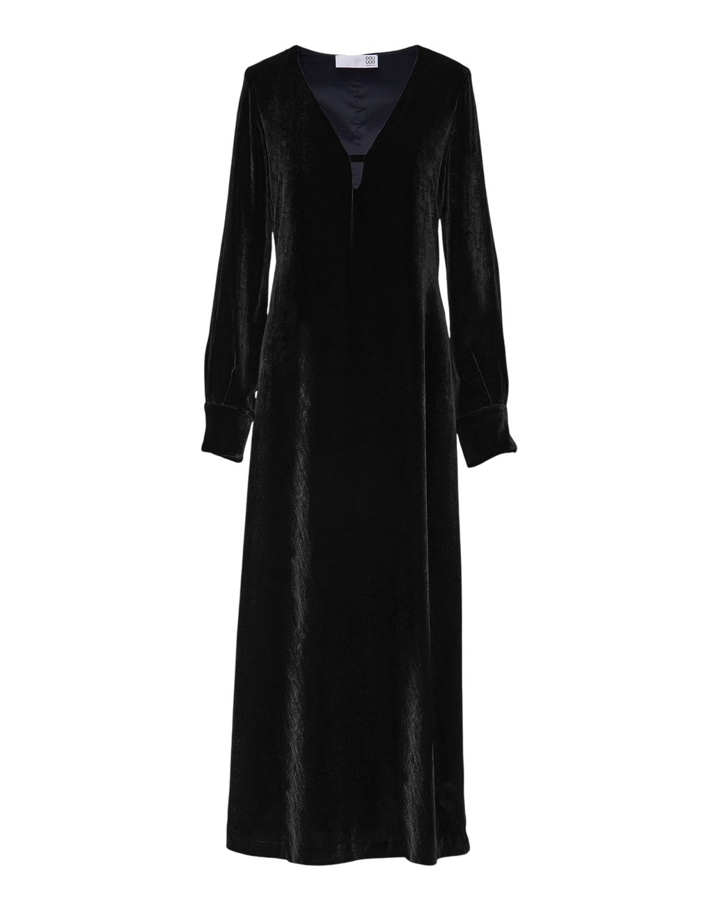 Long Dress in Black Fluid Silk Blend Velvet