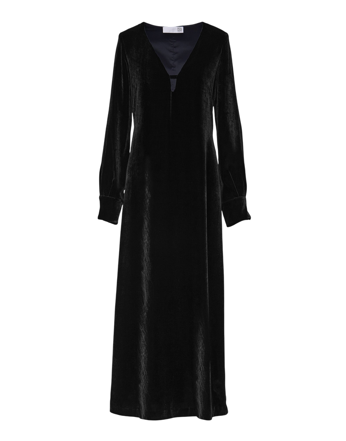Long Dress in Black Fluid Silk Blend Velvet