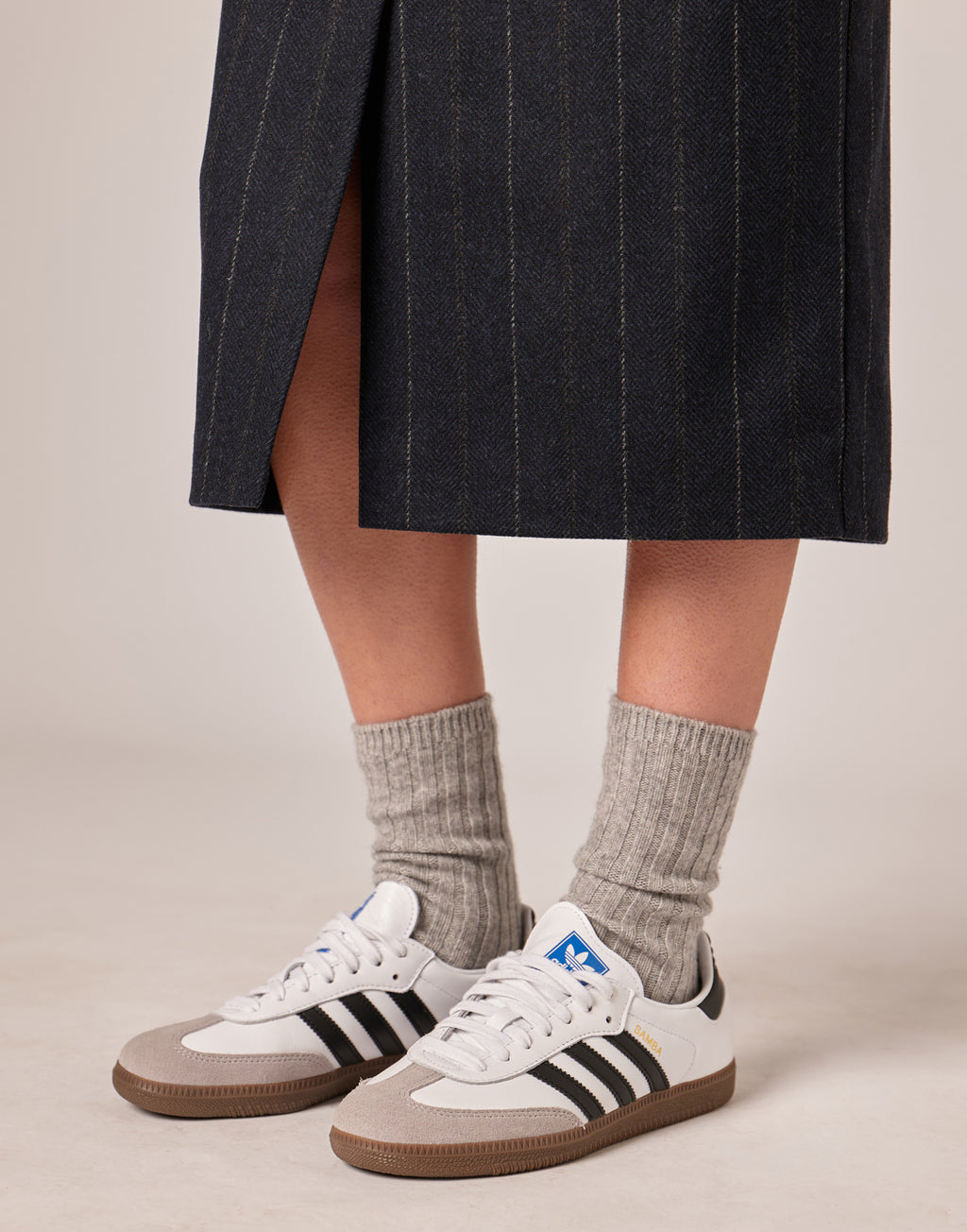 Gonna Midi a Tubino in Microresca Gessata Stretch