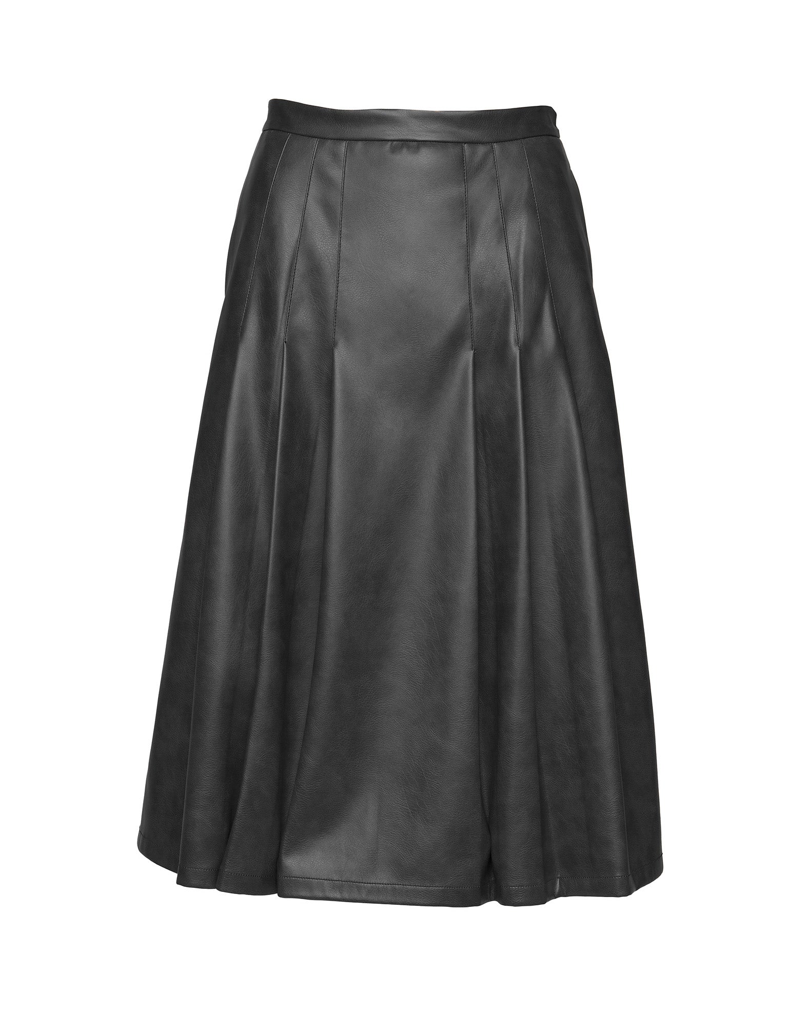 Gonna Longuette Plissettata in Eco Vintage Leather Nero