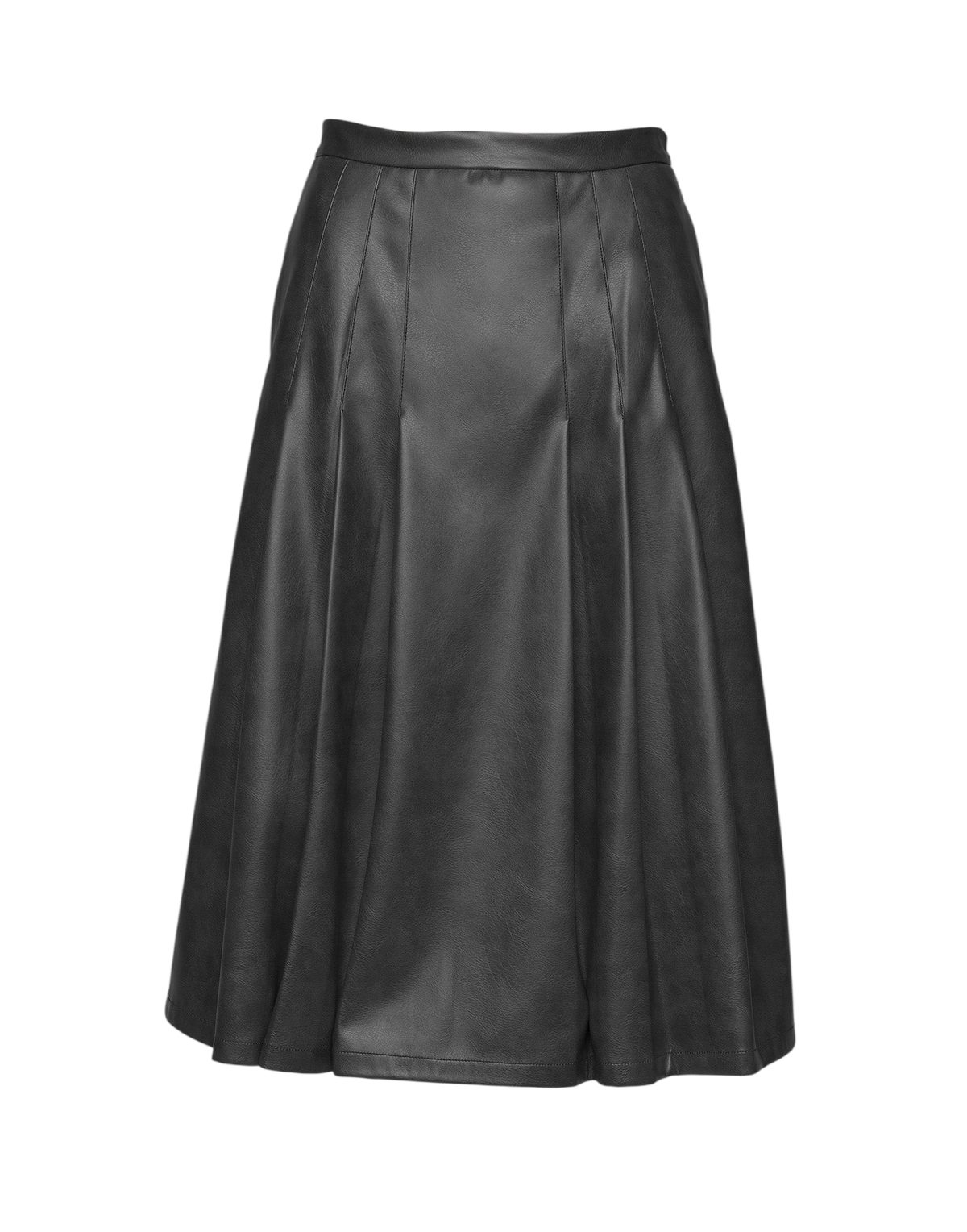 Jupe mi-longue plissée en similicuir vintage noir