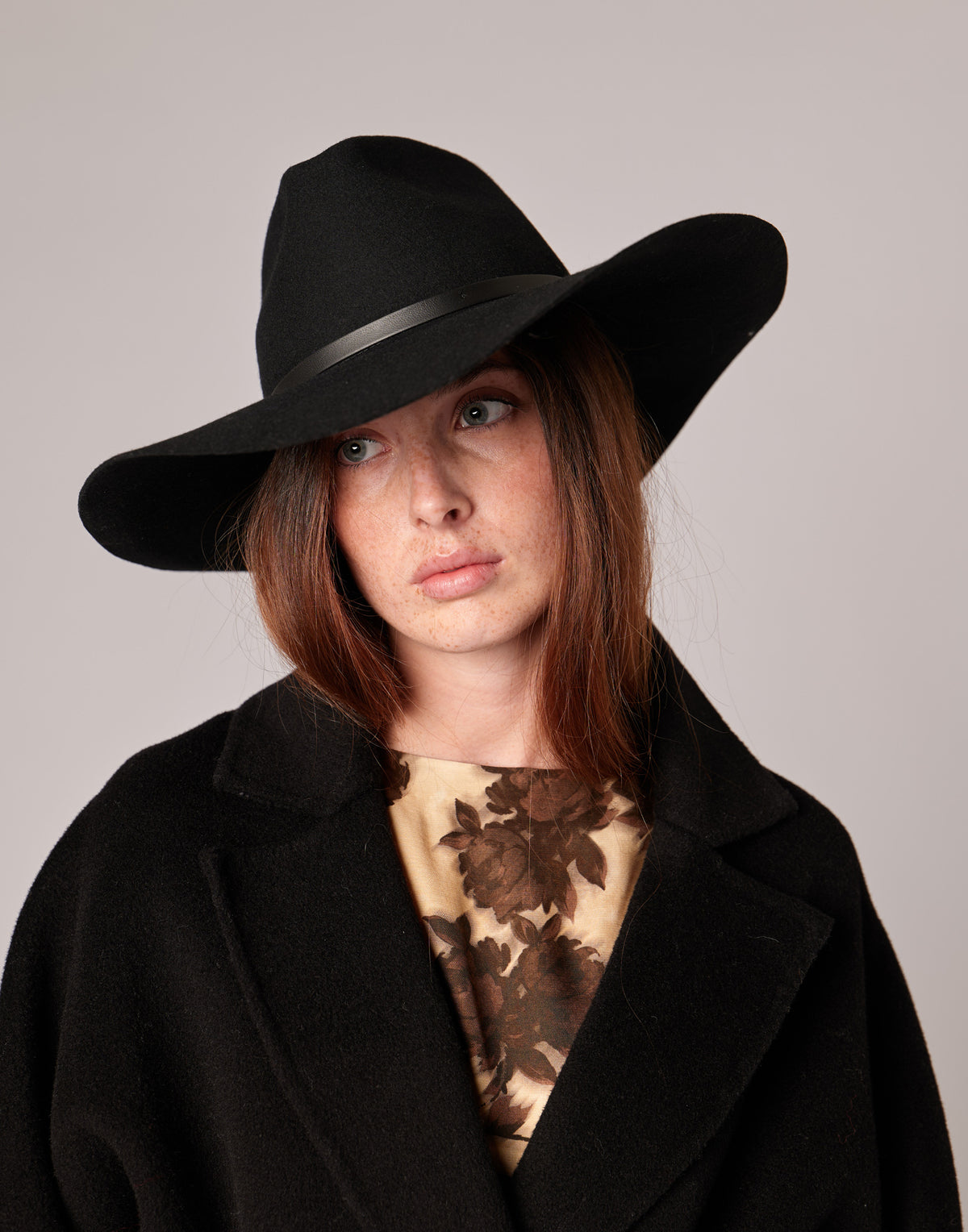 Wide Brimmed Black Felt Hat