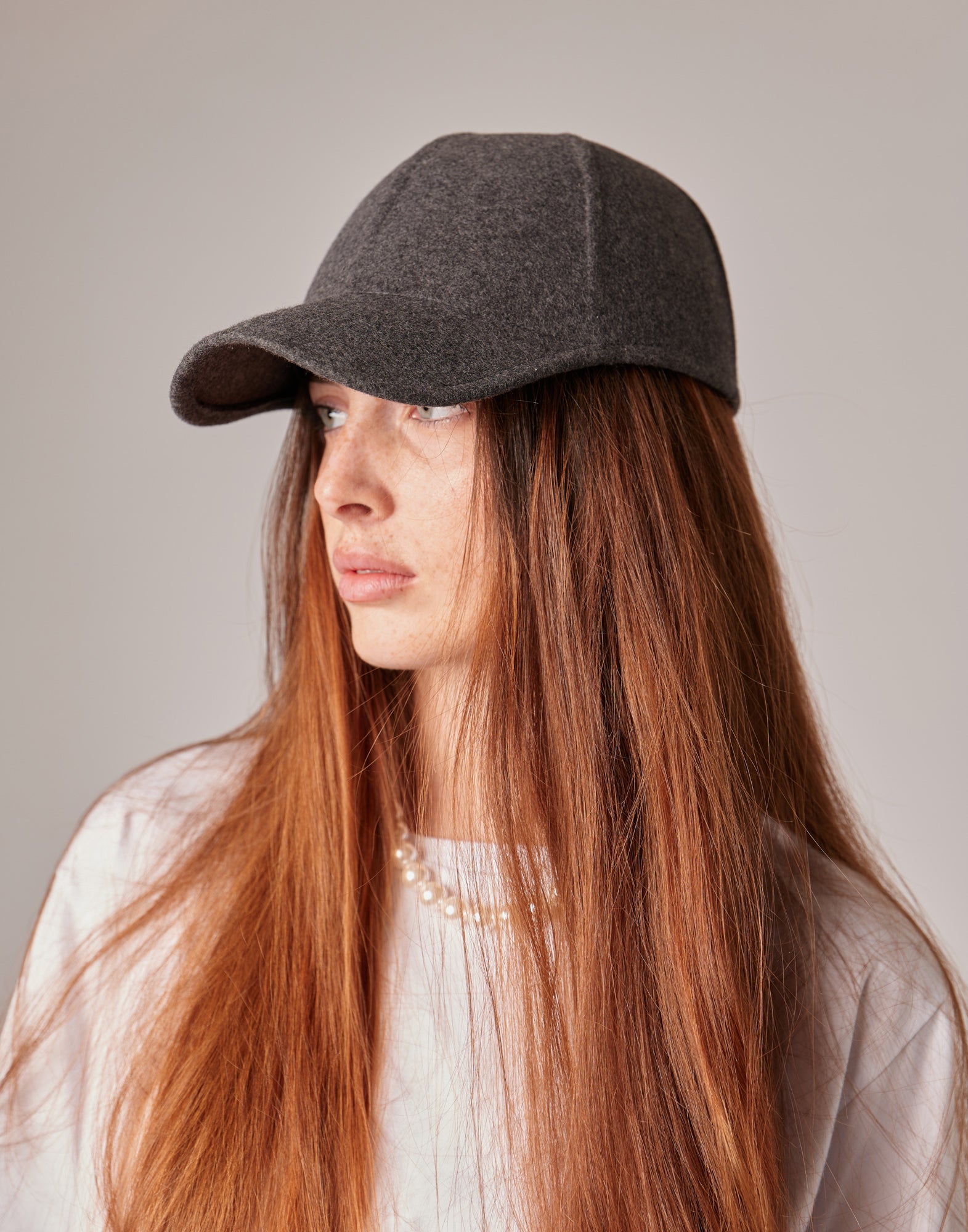 Cappello in Lana con Visiera Grigio Melange