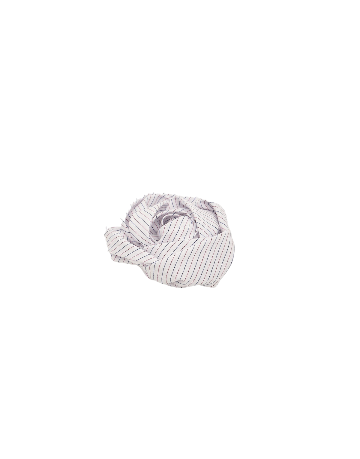 White/Bordeaux/Blue Striped Poplin Flower Brooch
