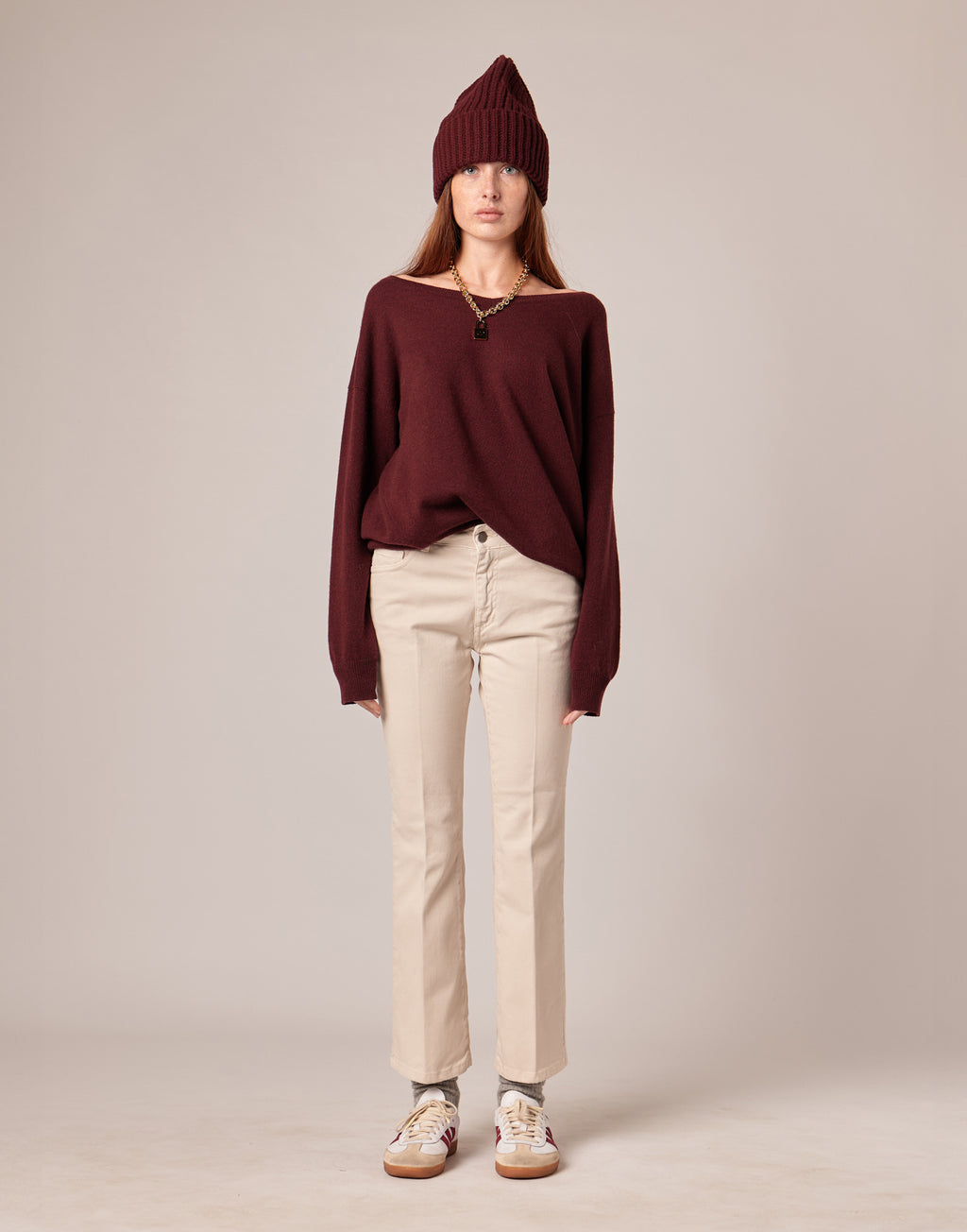 Pantaloni 5 Tasche in Drill Cotone Stretch Stucco