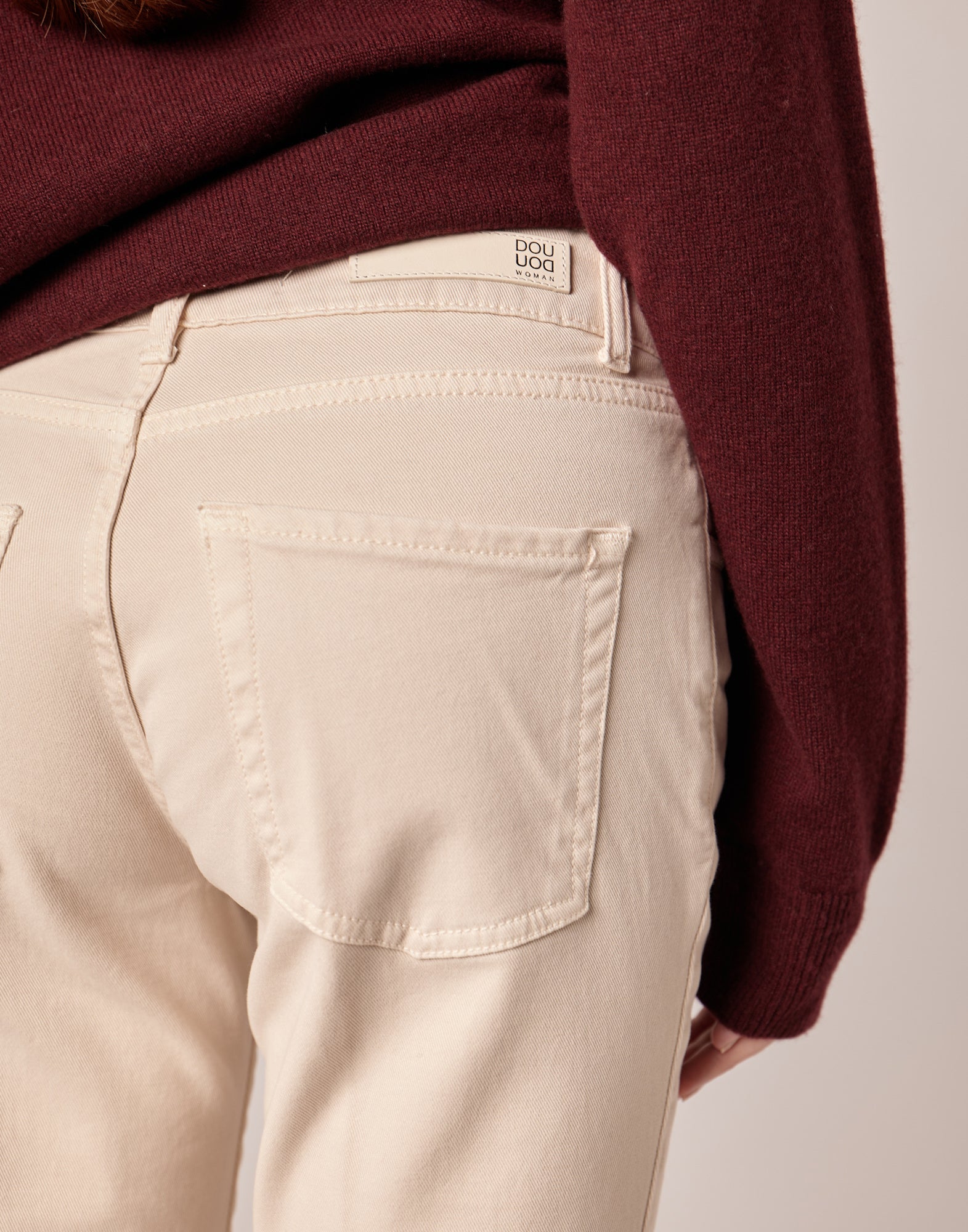Pantaloni 5 Tasche in Drill Cotone Stretch Stucco