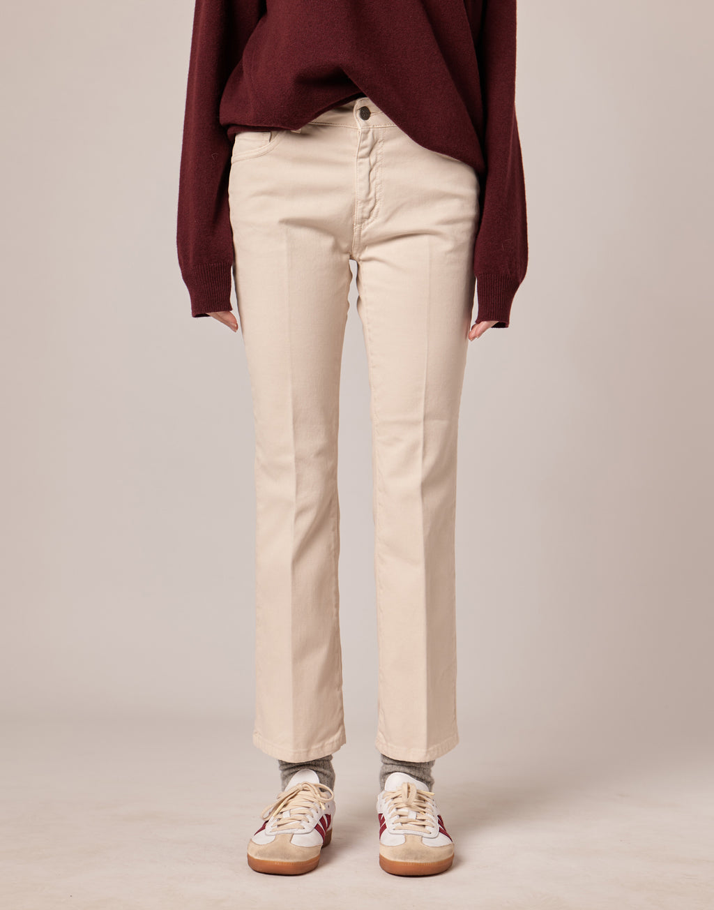 Pantaloni 5 Tasche in Drill Cotone Stretch Stucco