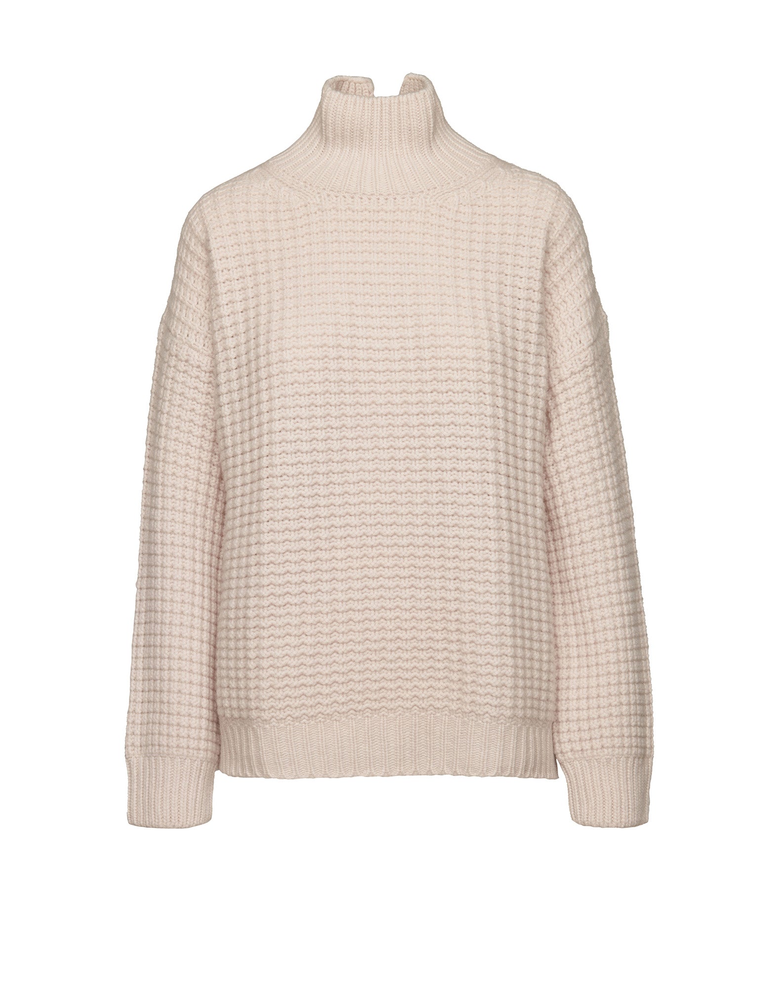 Maglione Dolcevita in Catenella di Lana Extrafine/Cashmere Porcellana
