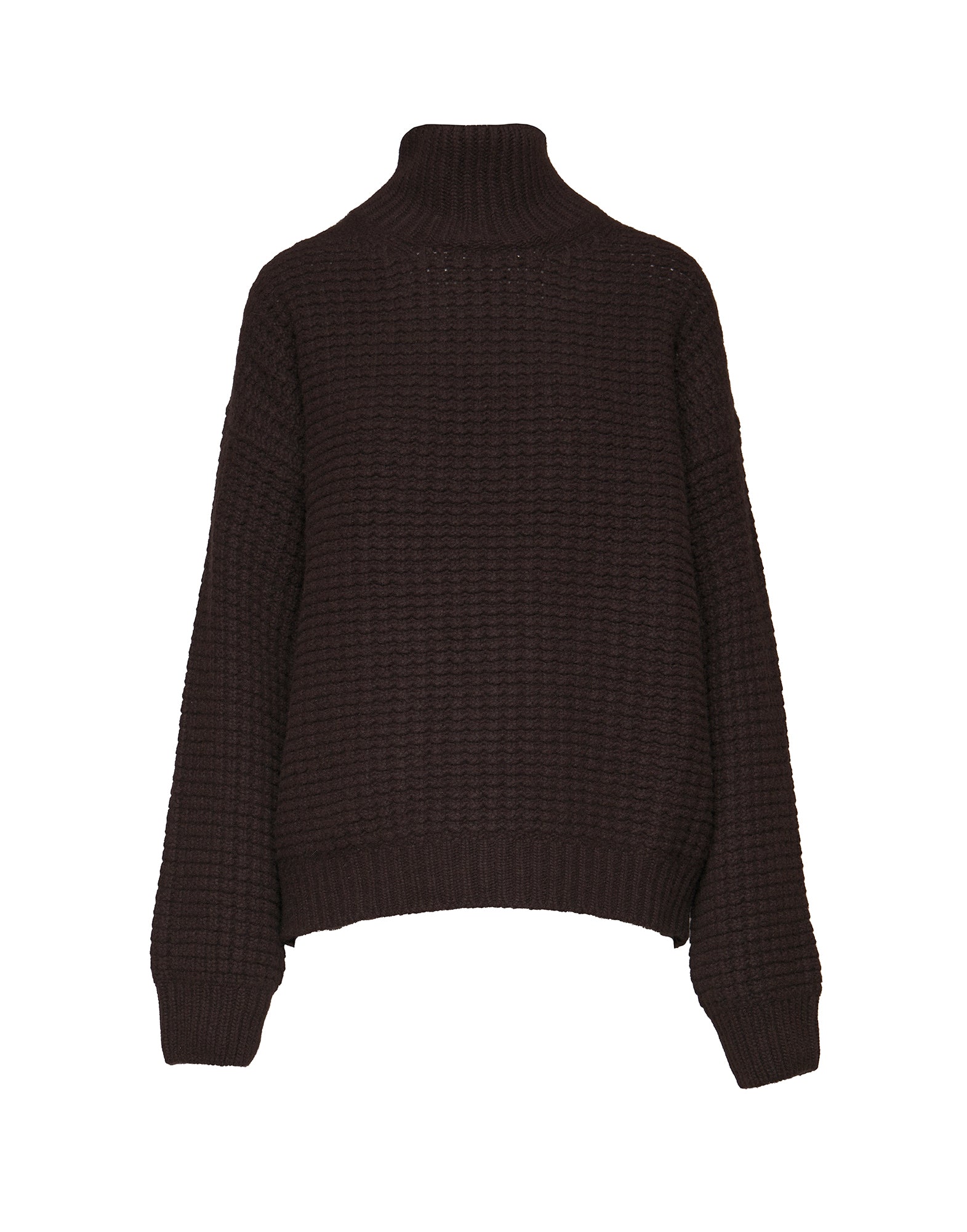 Maglione Dolcevita in Catenella di Lana Extrafine/Cashmere Cioccolato