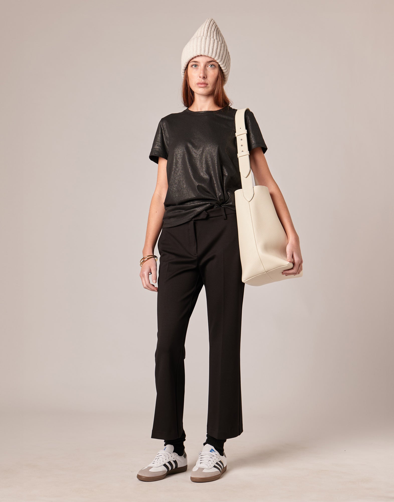 Berretto Over in Lana Cashmere Porcellana