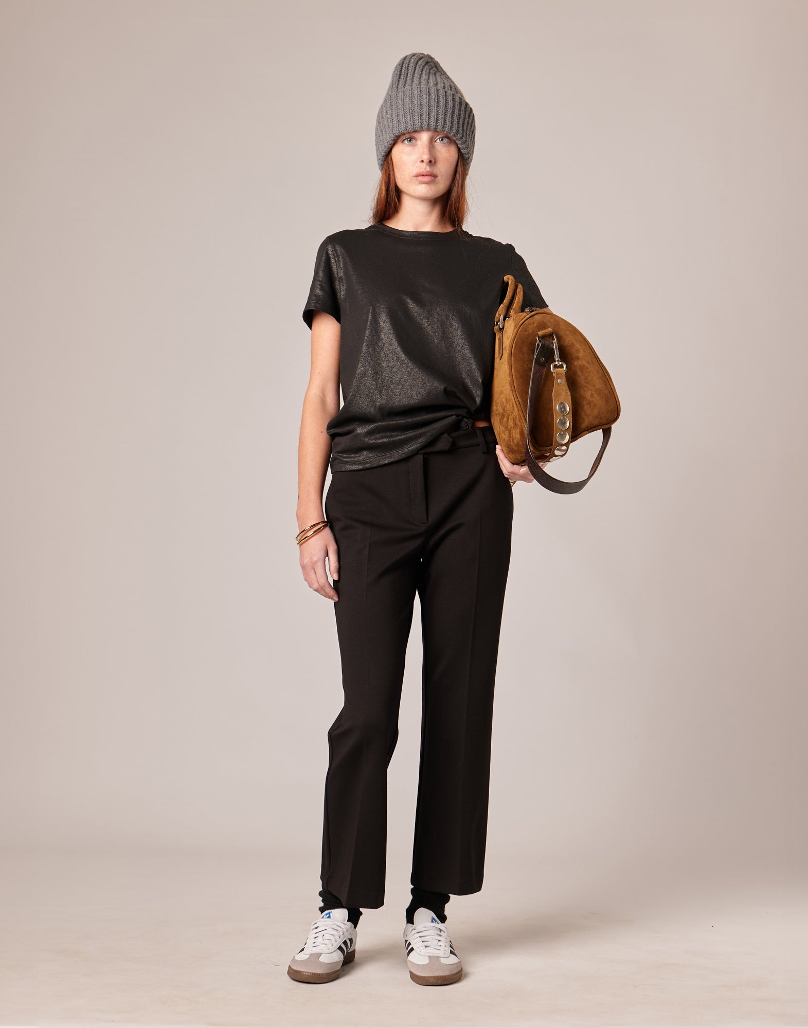 Berretto Over in Lana Cashmere Grigio Melange