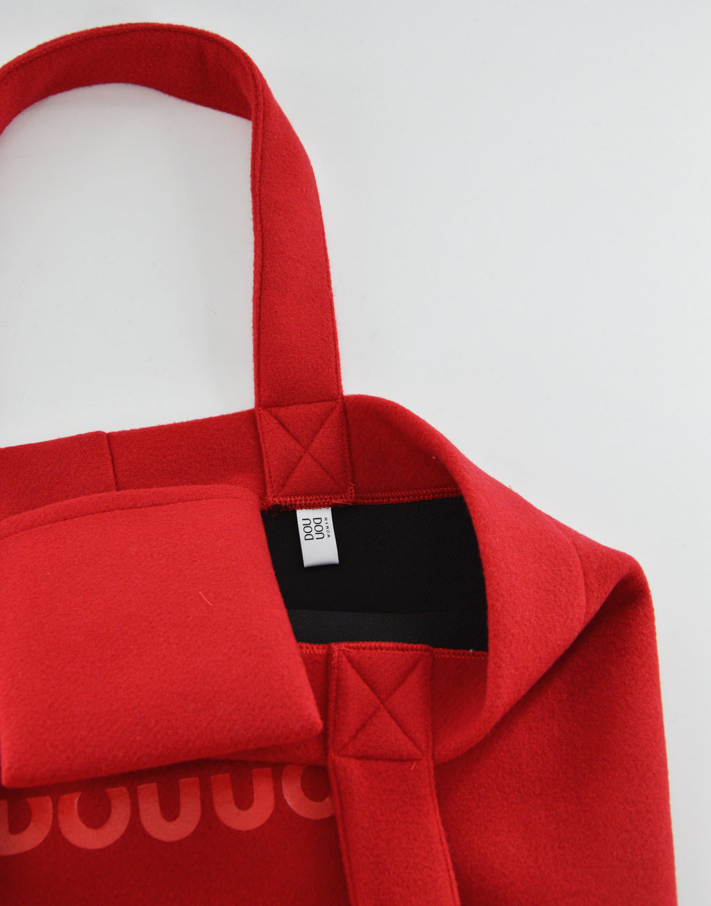 Borsa Shopping a Secchiello in Panno di Lana Rosso