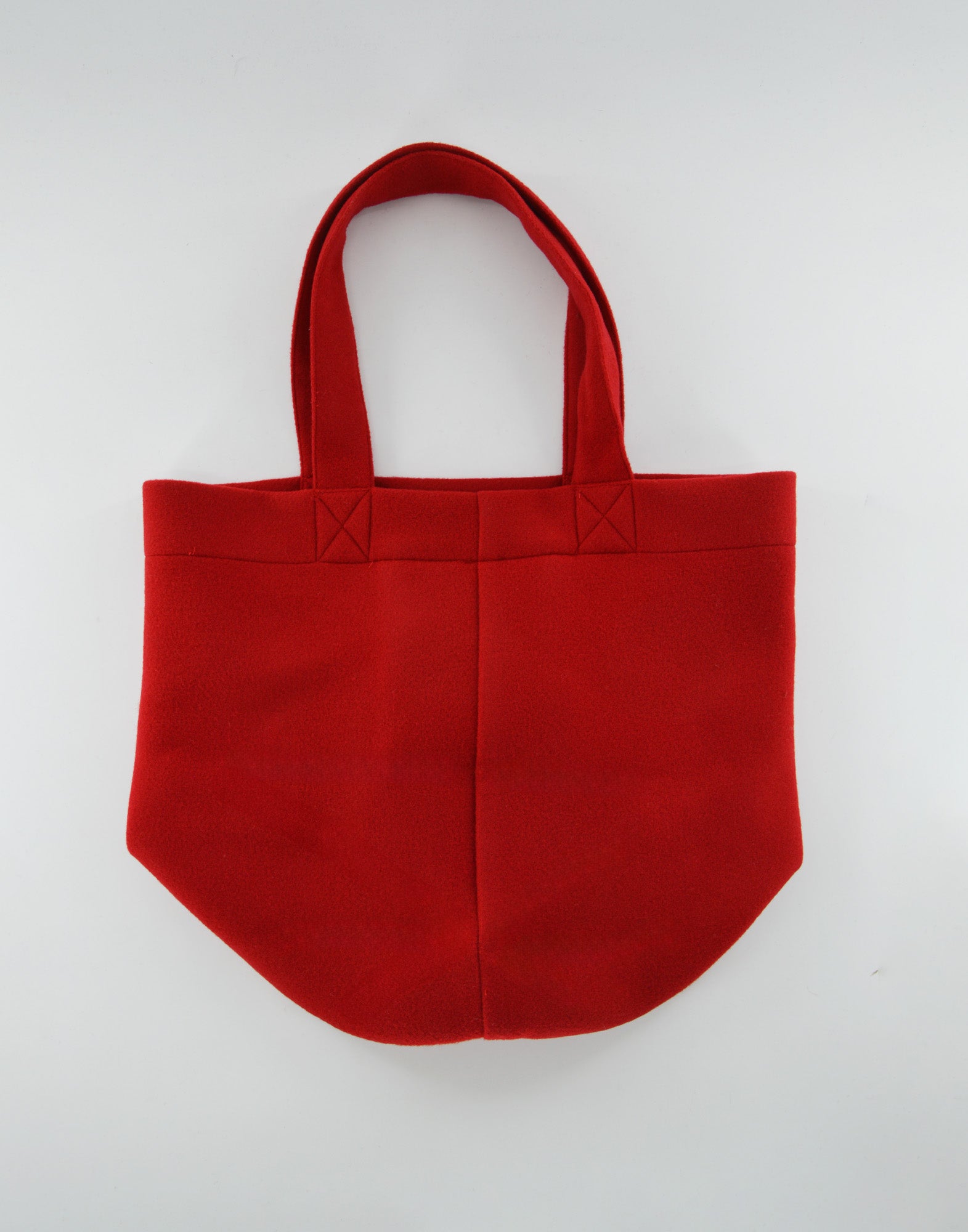 Borsa Shopping a Secchiello in Panno di Lana Rosso