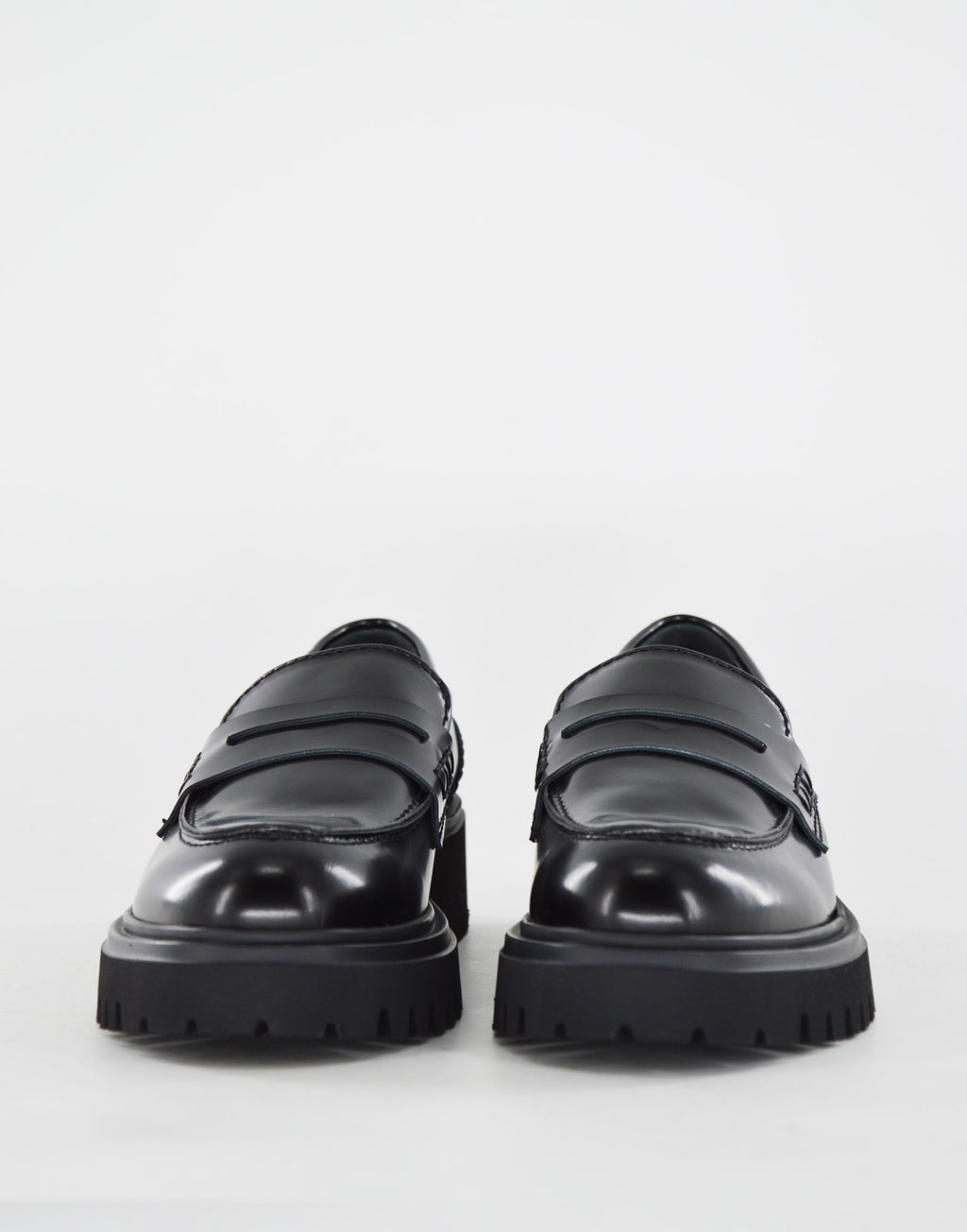 Mocassini Fondo Gomma in Vitello Nero Spazzolato