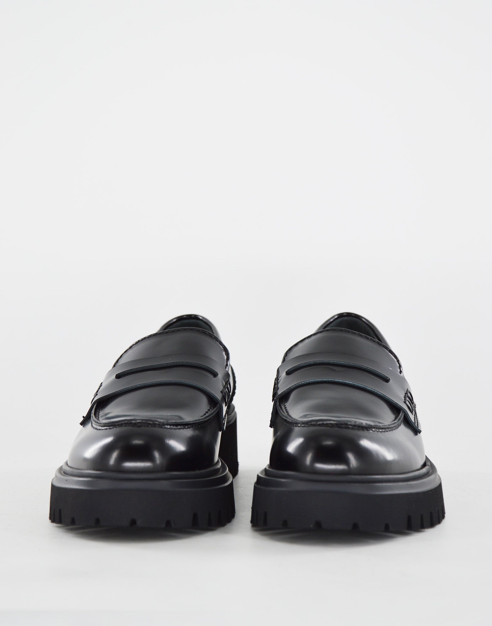 Mocassini Fondo Gomma in Vitello Nero Spazzolato