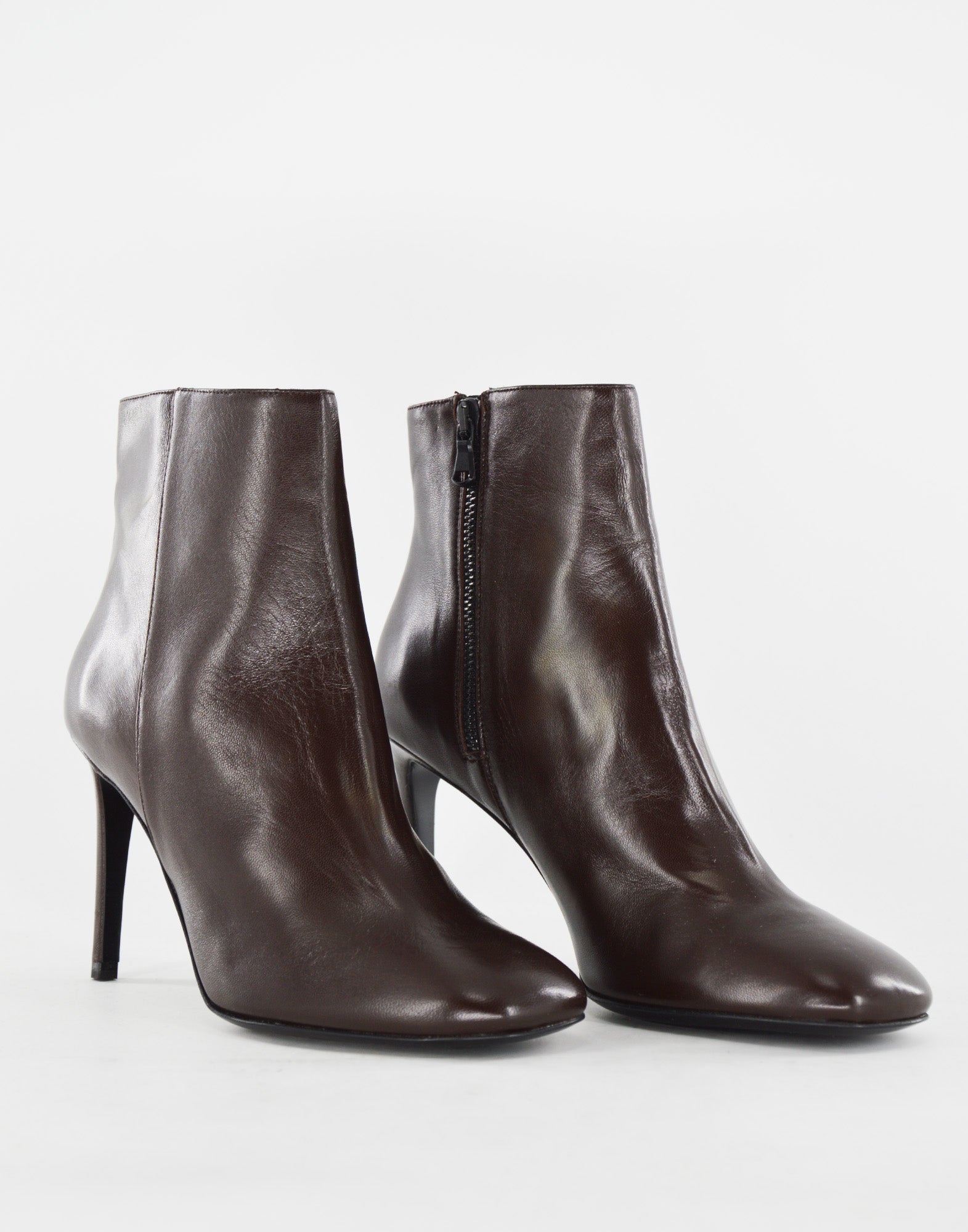 Stivaletti in Nappa con Tacco Cioccolato