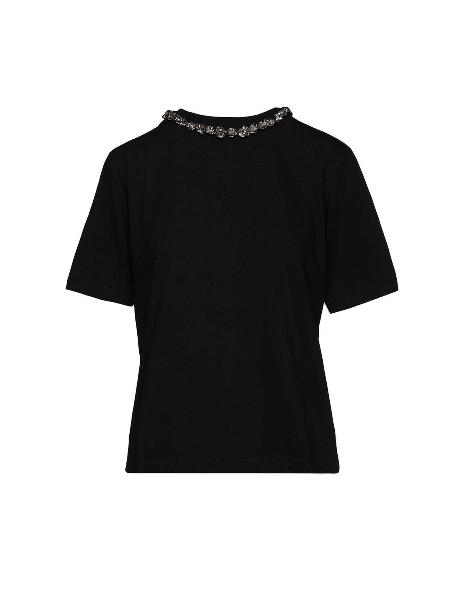 T-shirt Manica Corta con Collana Gioiello Nera