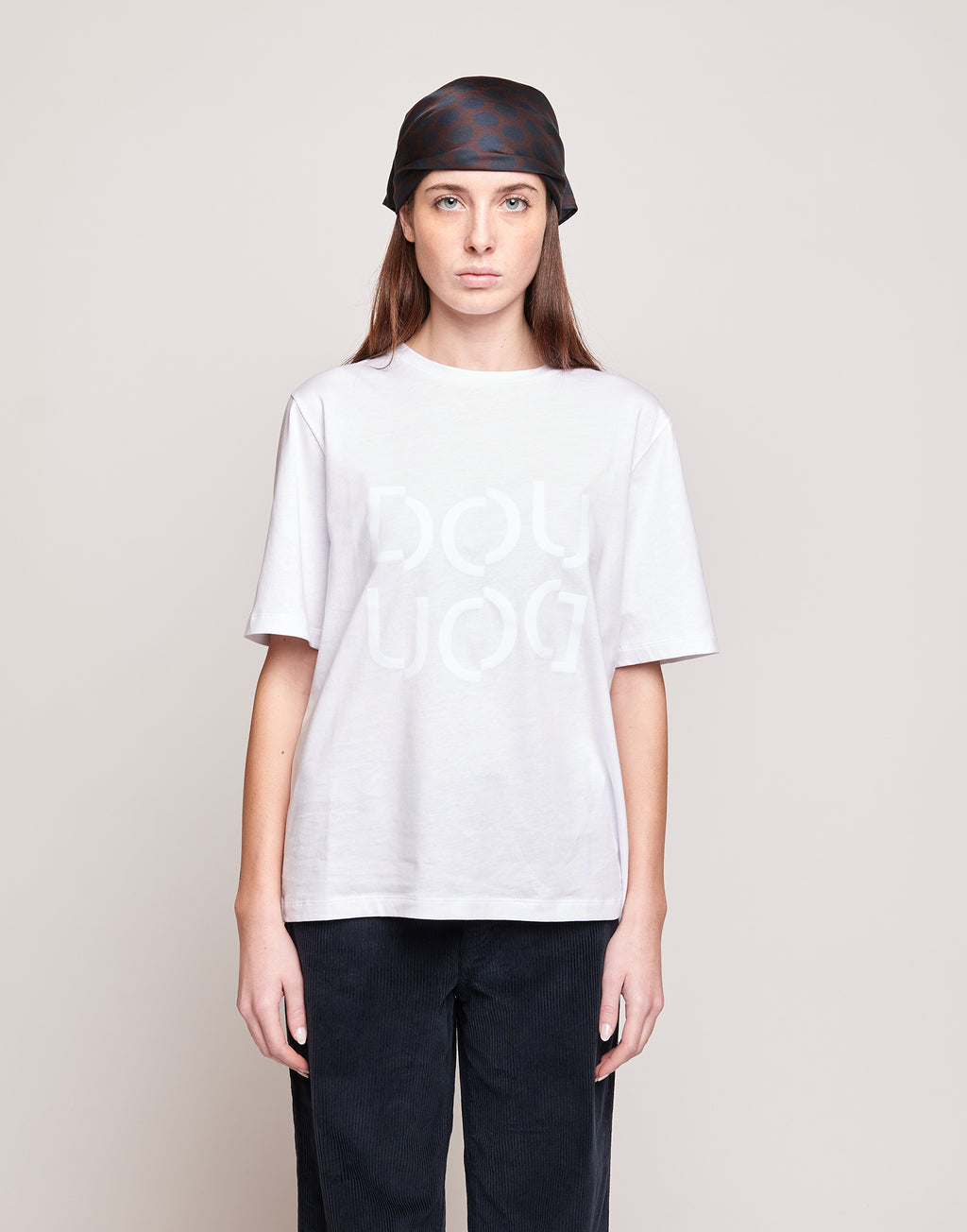 T-shirt Manica Corta con Stampa Logo Bianca