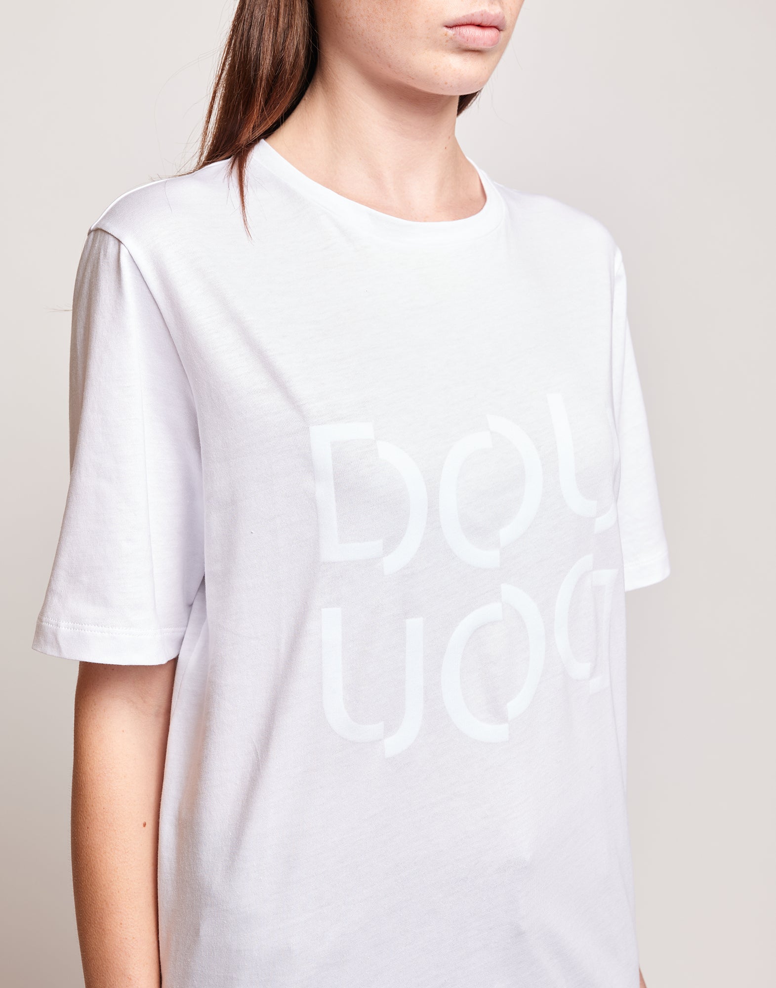 T-shirt Manica Corta con Stampa Logo Bianca