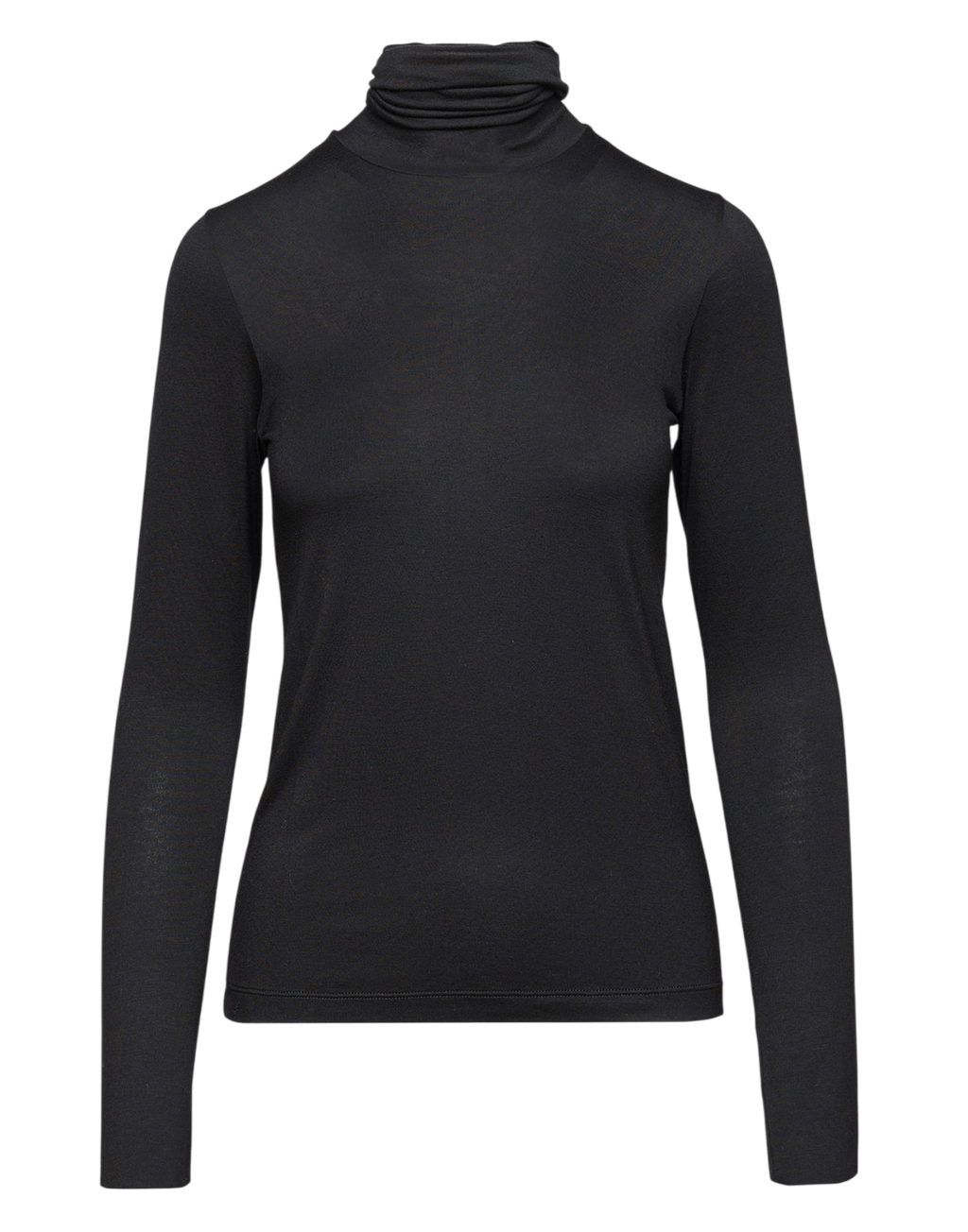 T-shirt à col roulé en jersey de viscose stretch noir
