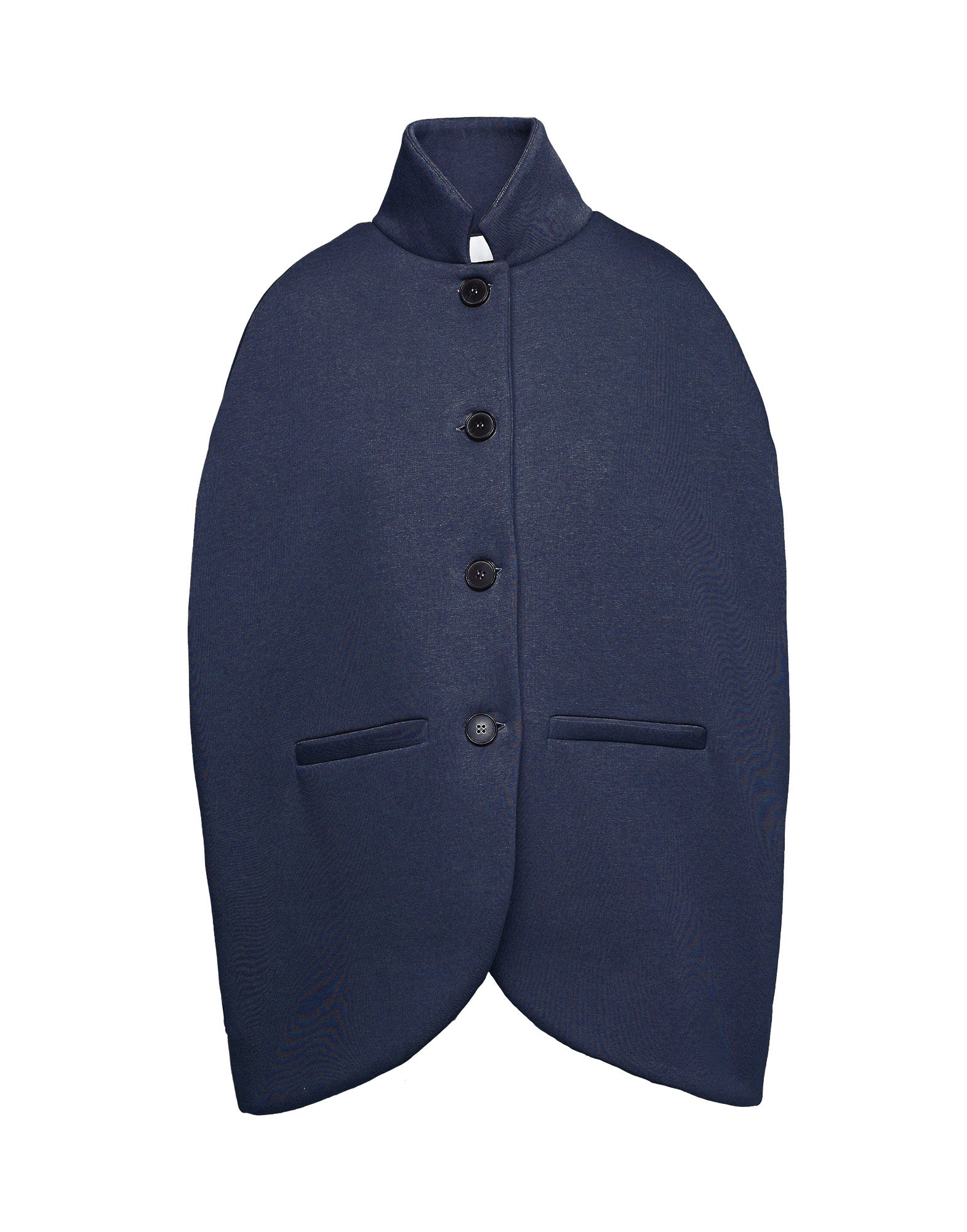 Cappa in Felpa Soft con Chiusura a Bottoni Blu